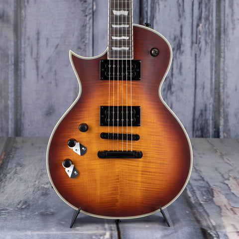 ESP LTD EC-1000T CTM Left-Handed Electric Guitar, Tobacco Sunburst Satin, front closeup