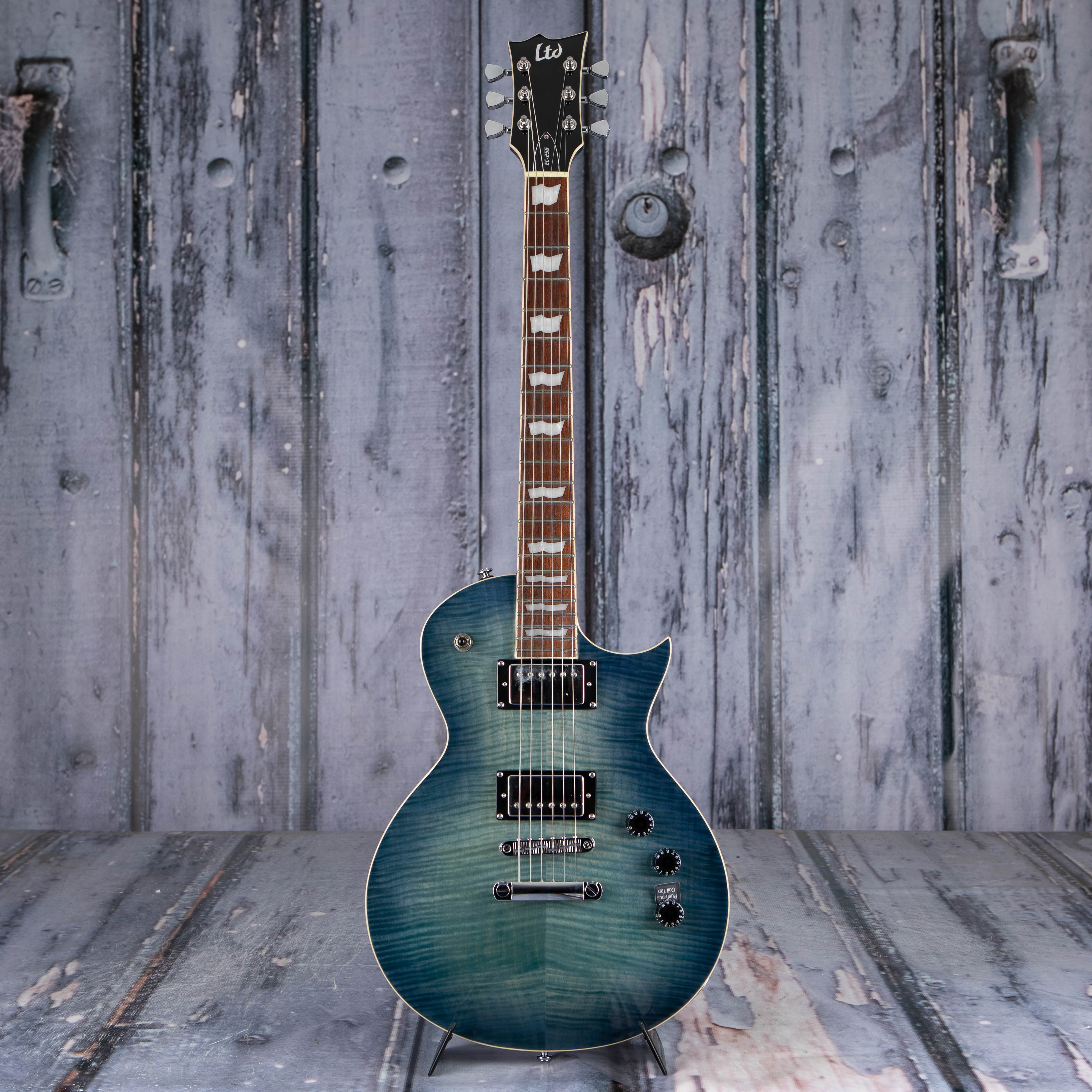 ESP LTD EC-256FM Electric Guitar, See Thru Cobalt Blue, front