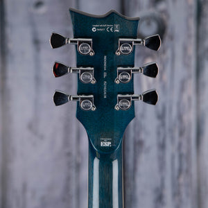 ESP LTD EC-256FM Electric Guitar, See Thru Cobalt Blue, back headstock