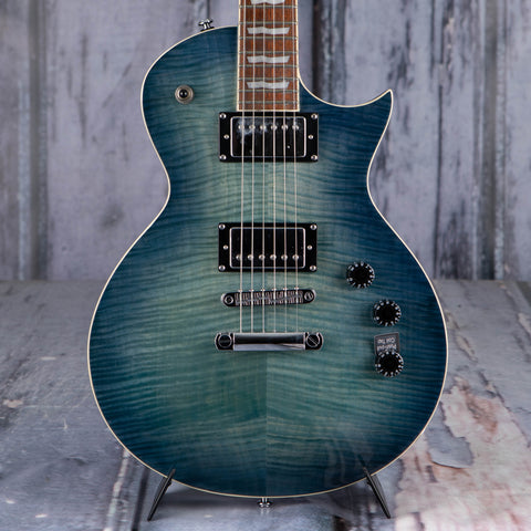 ESP LTD EC-256FM Electric Guitar, See Thru Cobalt Blue, front closeup