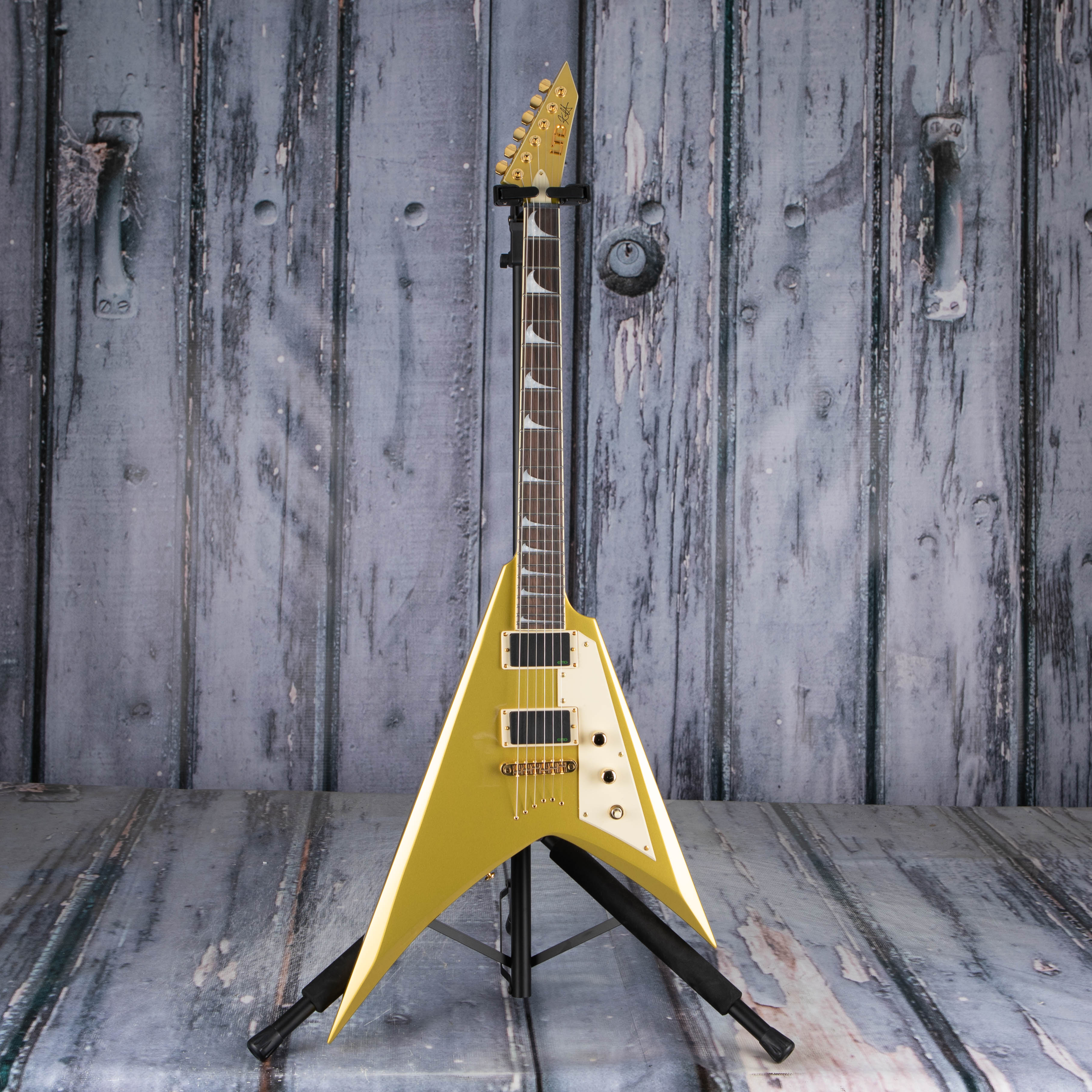ESP LTD KH-V Kirk Hammett Signature Electric Guitar, Metallic Gold, front
