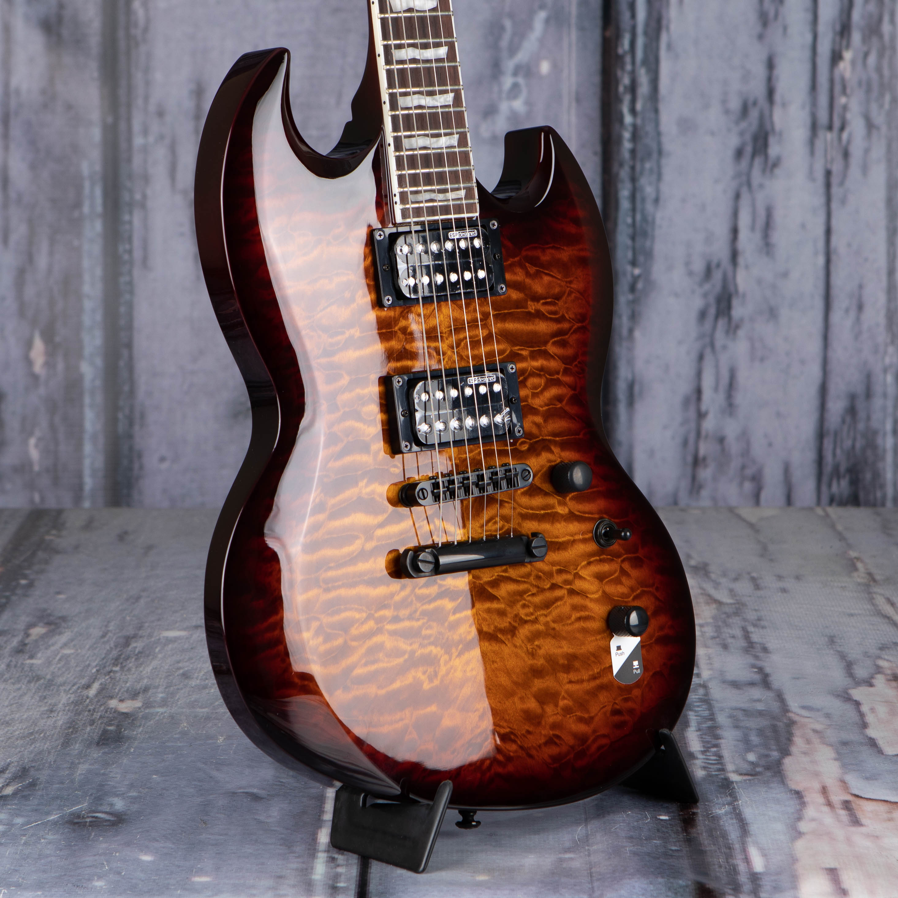 ESP LTD Viper-256 Electric Guitar, Dark Brown Sunburst, angle