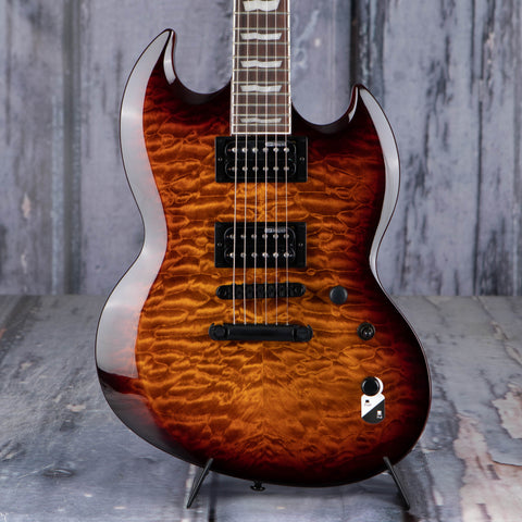 ESP LTD Viper-256 Electric Guitar, Dark Brown Sunburst, front closeup