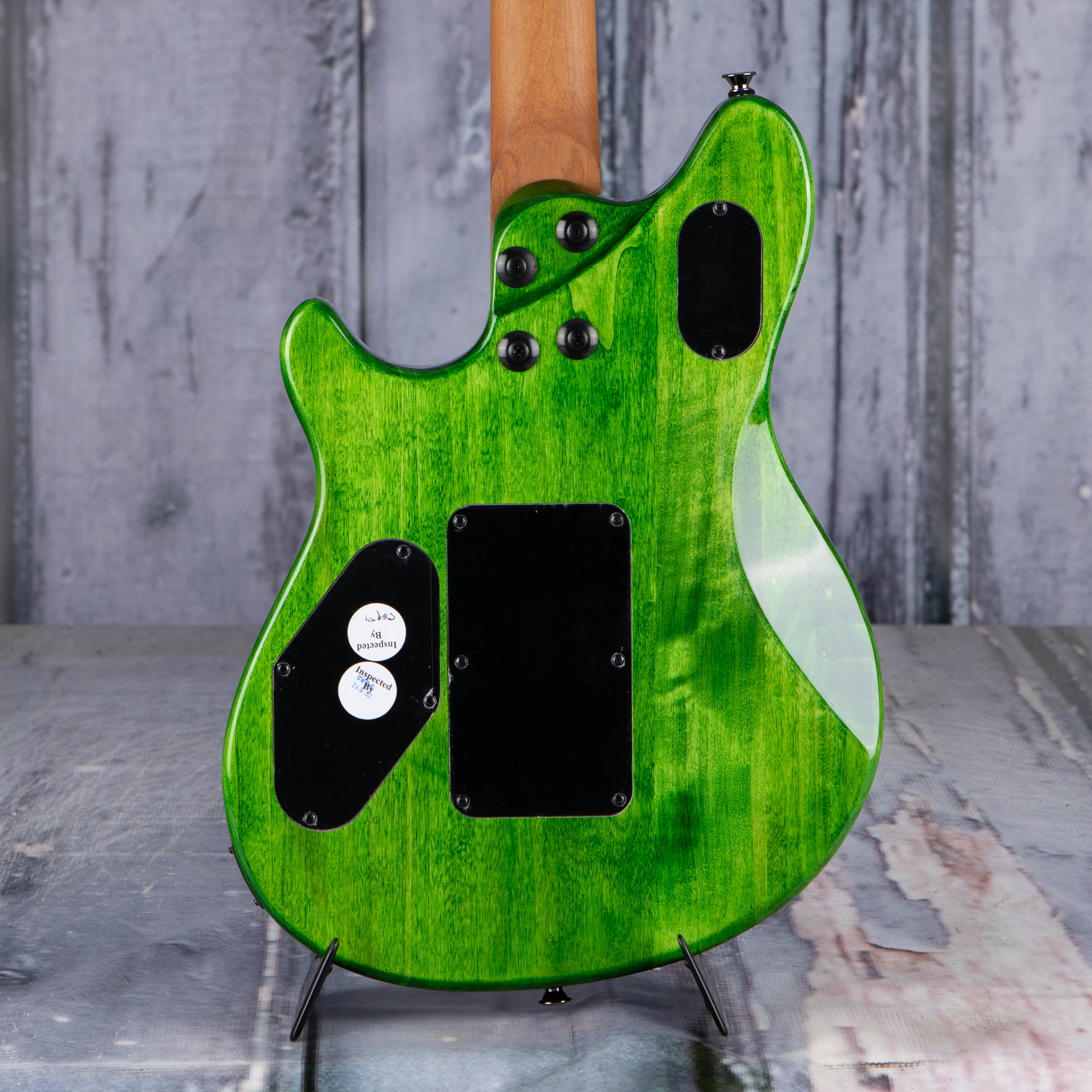 EVH Wolfgang WG Standard QM Electric Guitar, Transparent Green, back closeup