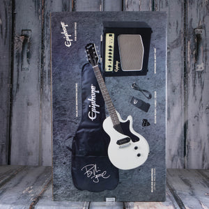 Epiphone Billie Joe Armstrong Les Paul Junior Electric Guitar Player Pack, Classic White, box