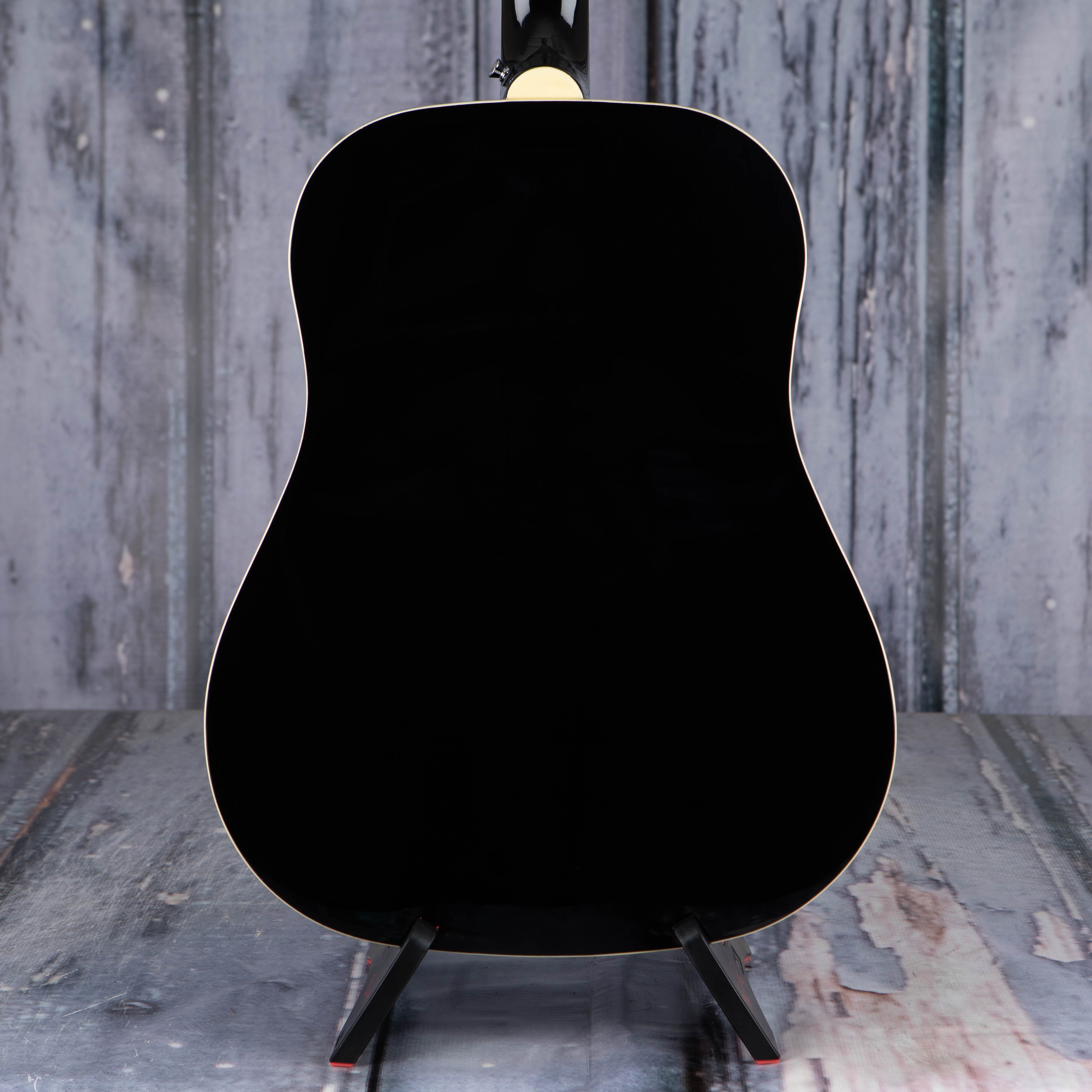 Epiphone DR-100 Dreadnought Acoustic Guitar, Ebony, back closeup