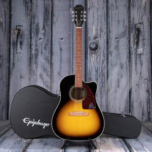 Epiphone J-15 EC Deluxe Acoustic/Electric Guitar, Vintage Sunburst, case