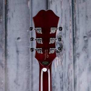 Epiphone Noel Gallagher Riviera Semi-Hollowbody Guitar, Dark Wine Red, back headstock