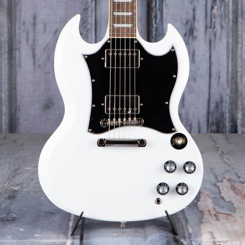 Epiphone SG Standard Electric Guitar, Alpine White, front closeup
