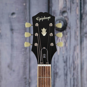 Epiphone SG Standard Electric Guitar, Ebony, front headstock