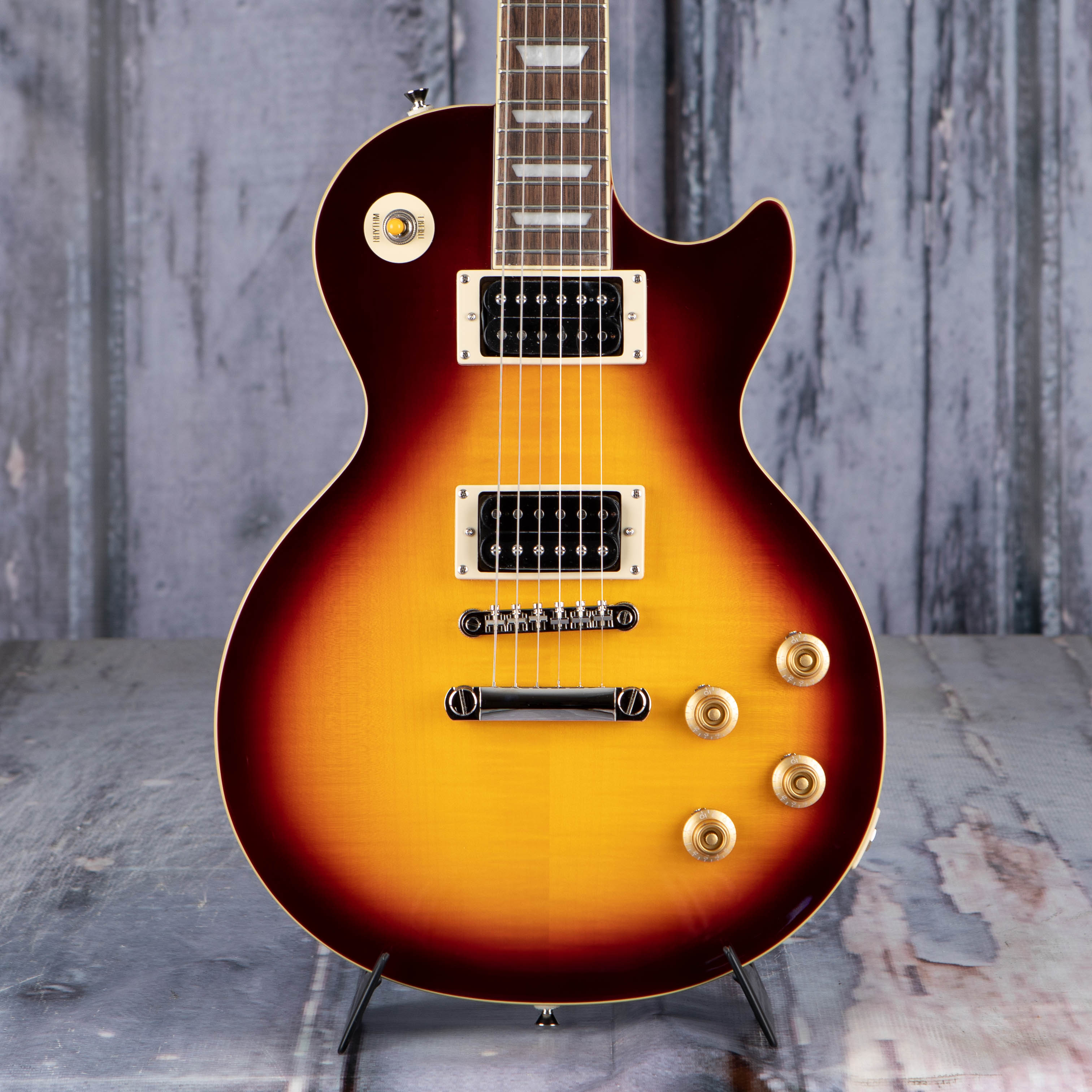 Epiphone Slash Les Paul Standard Electric Guitar, November Burst, front closeup