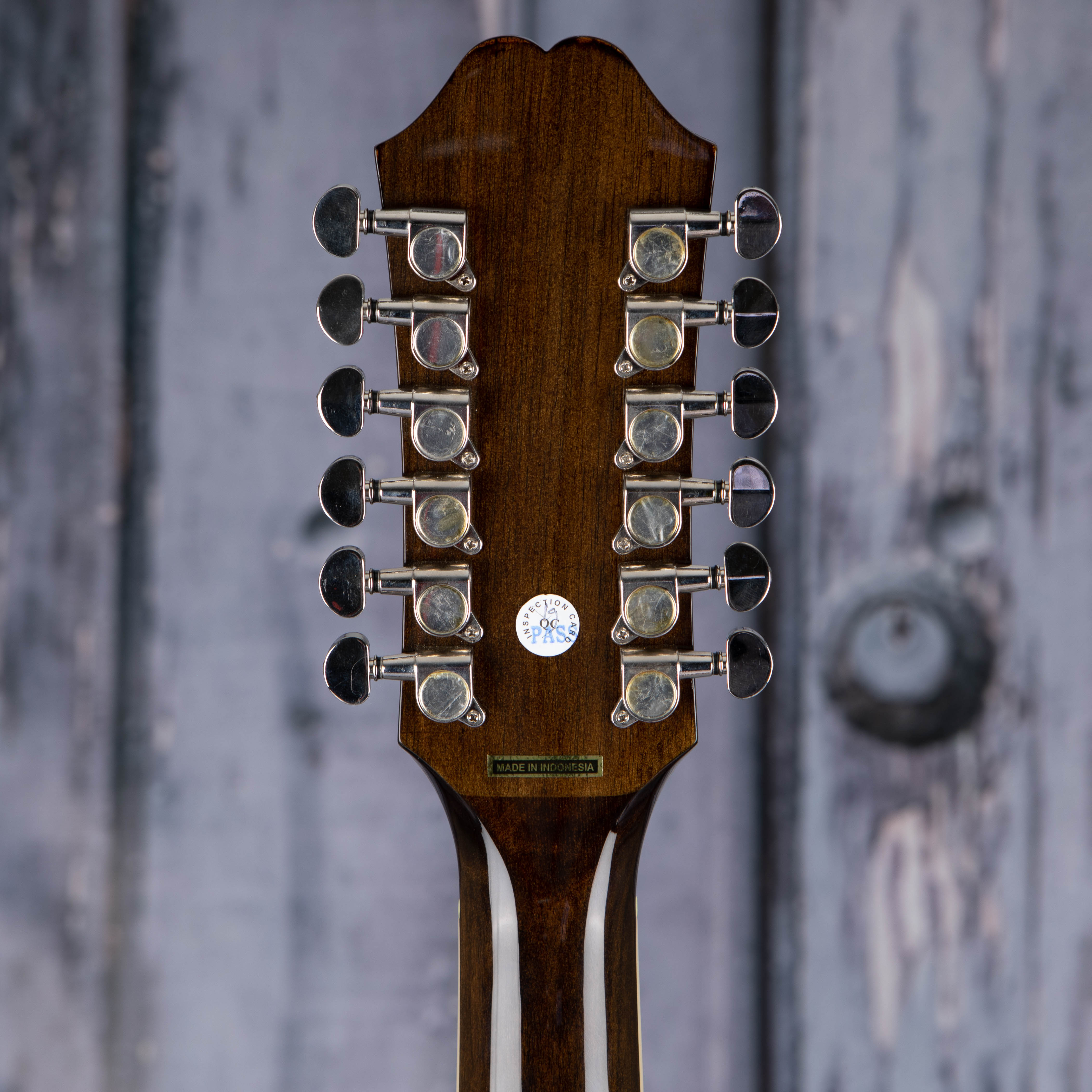 Epiphone Songmaker DR-212 12-String Acoustic Guitar, Natural, back headstock