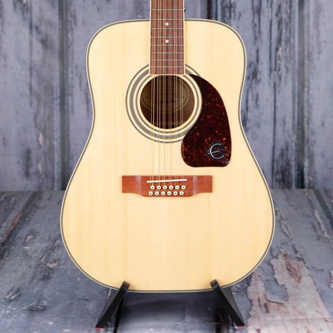 Epiphone Songmaker DR-212 12-String Acoustic Guitar, Natural, front closeup