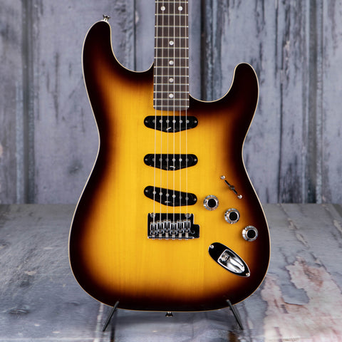 Fender Aerodyne Special Stratocaster Electric Guitar, Chocolate Burst, front closeup