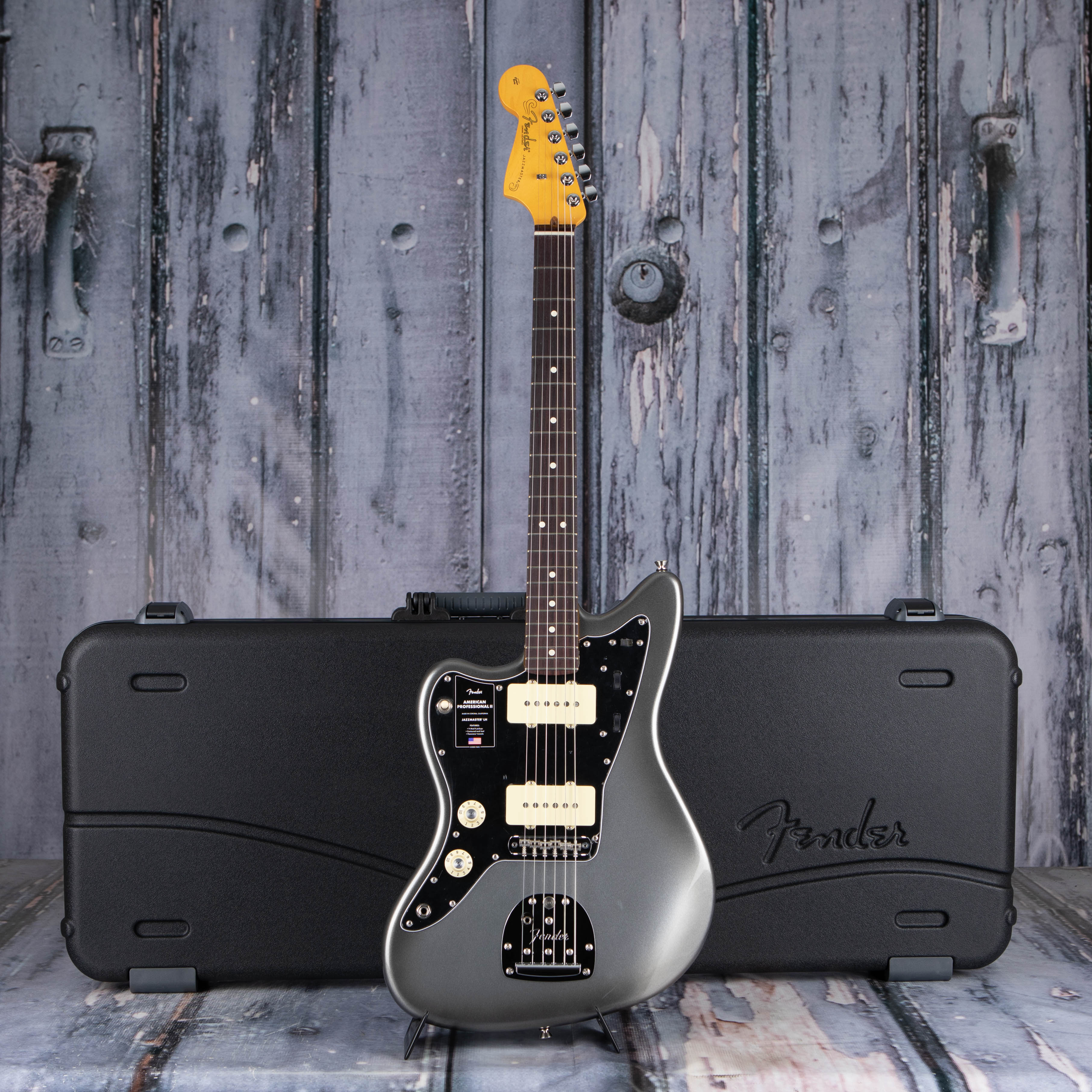 Fender American Professional II Jazzmaster Left-Handed Electric Guitar, Mercury, case