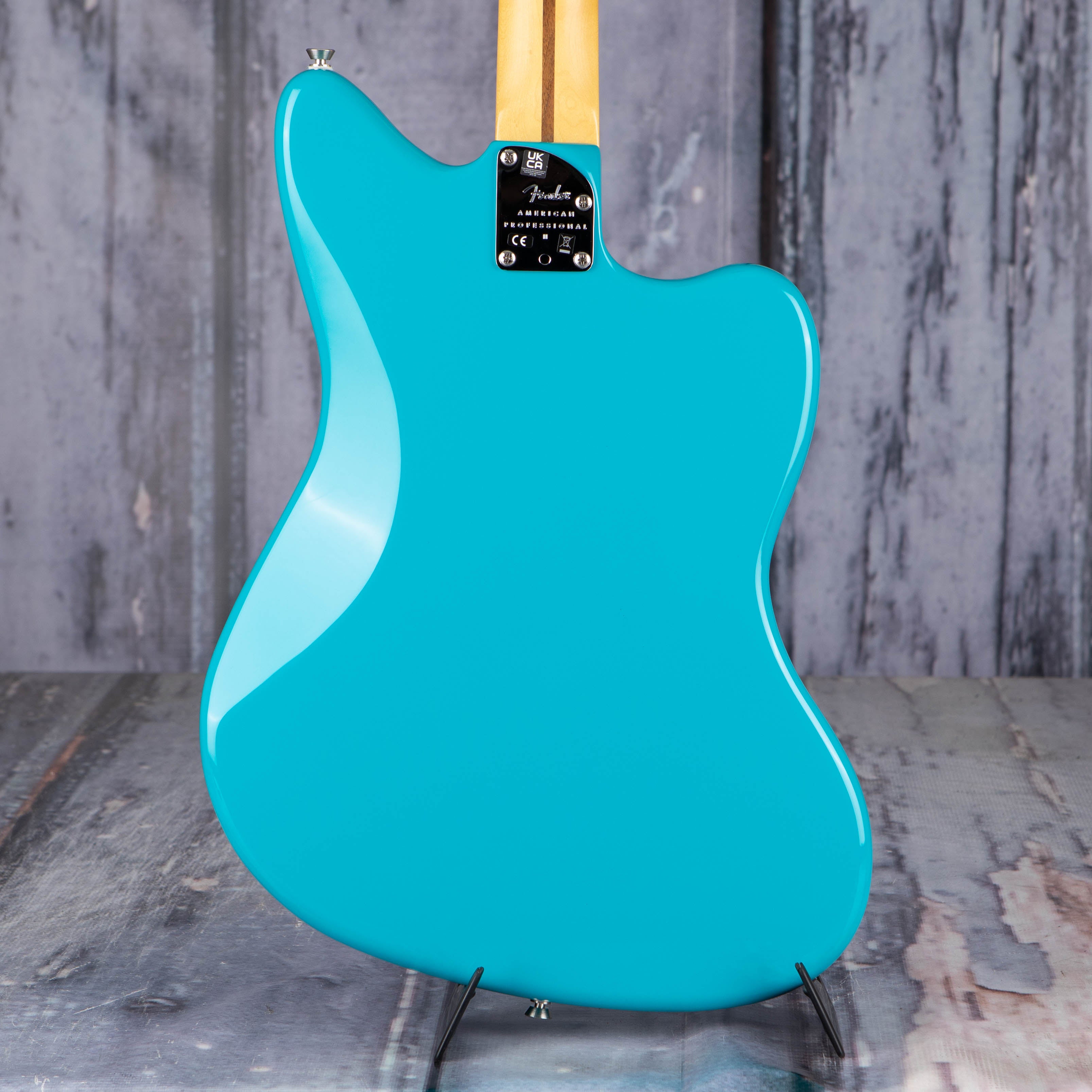 Fender American Professional II Jazzmaster Left-Handed Electric Guitar, Miami Blue, back closeup