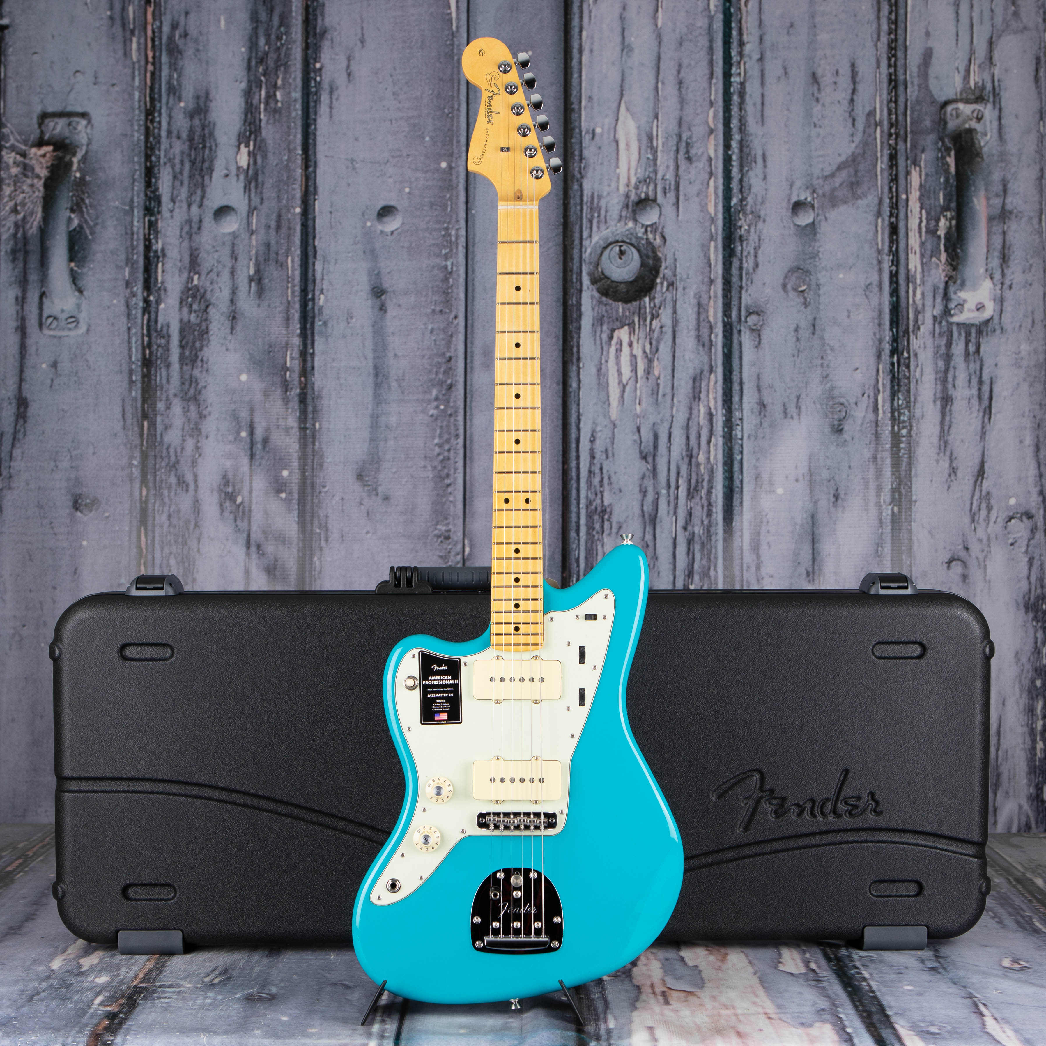Fender American Professional II Jazzmaster Left-Handed Electric Guitar, Miami Blue, case