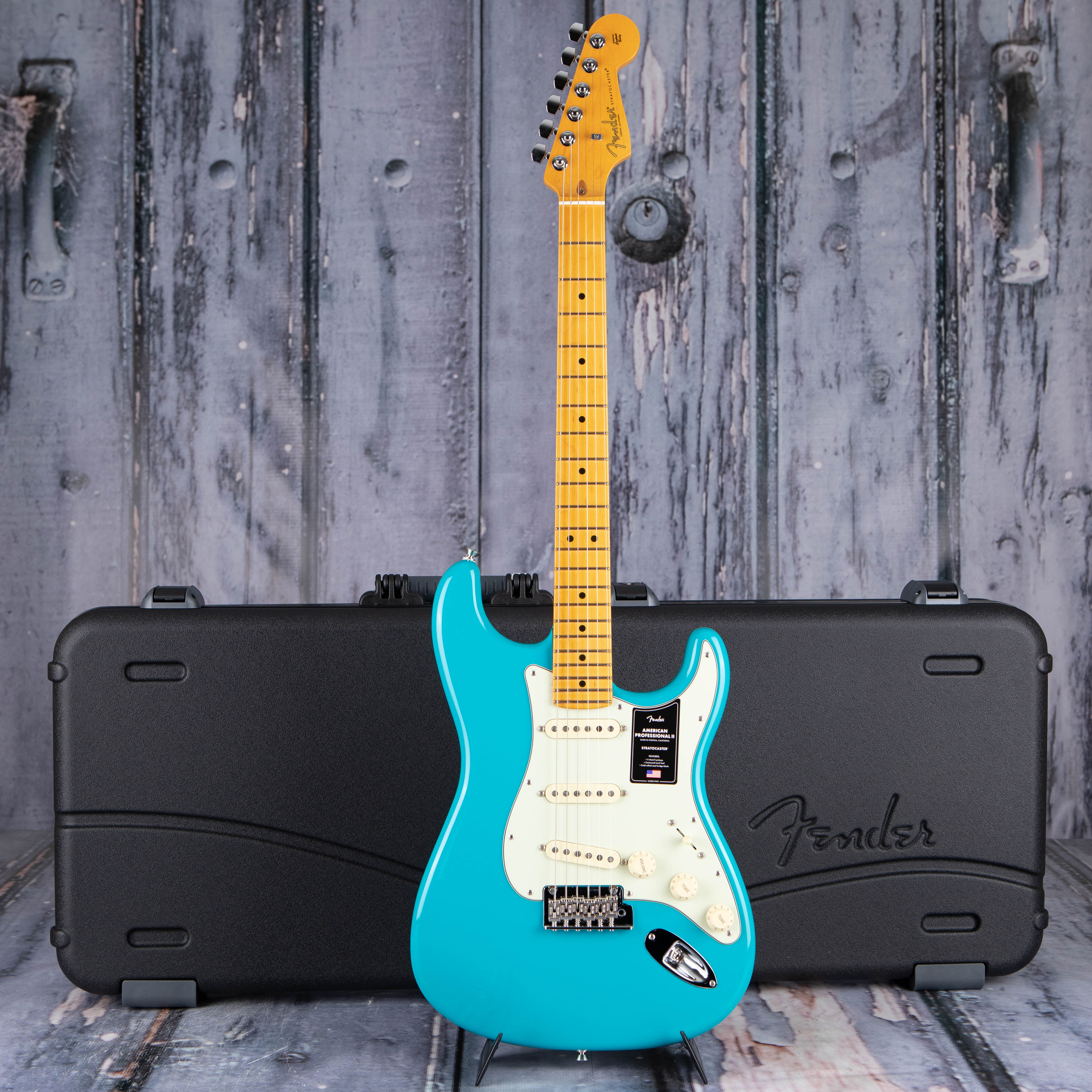 Fender American Professional II Stratocaster Electric Guitar, Miami Blue, case