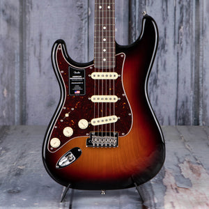 Fender American Professional II Stratocaster Left-Handed Electric Guitar, 3-Color Sunburst, front closeup