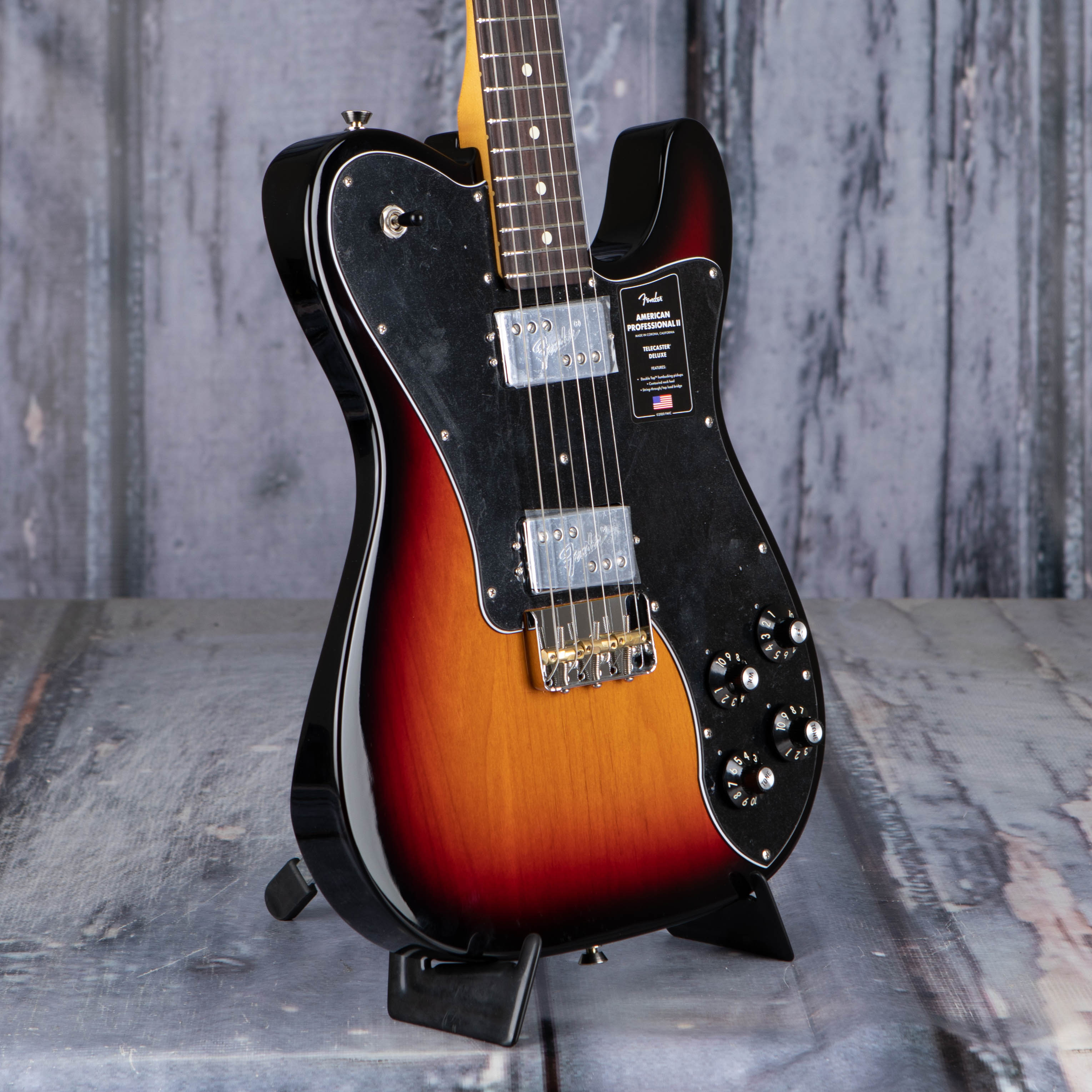 Fender American Professional II Telecaster Deluxe Electric Guitar, 3-Color Sunburst, angle