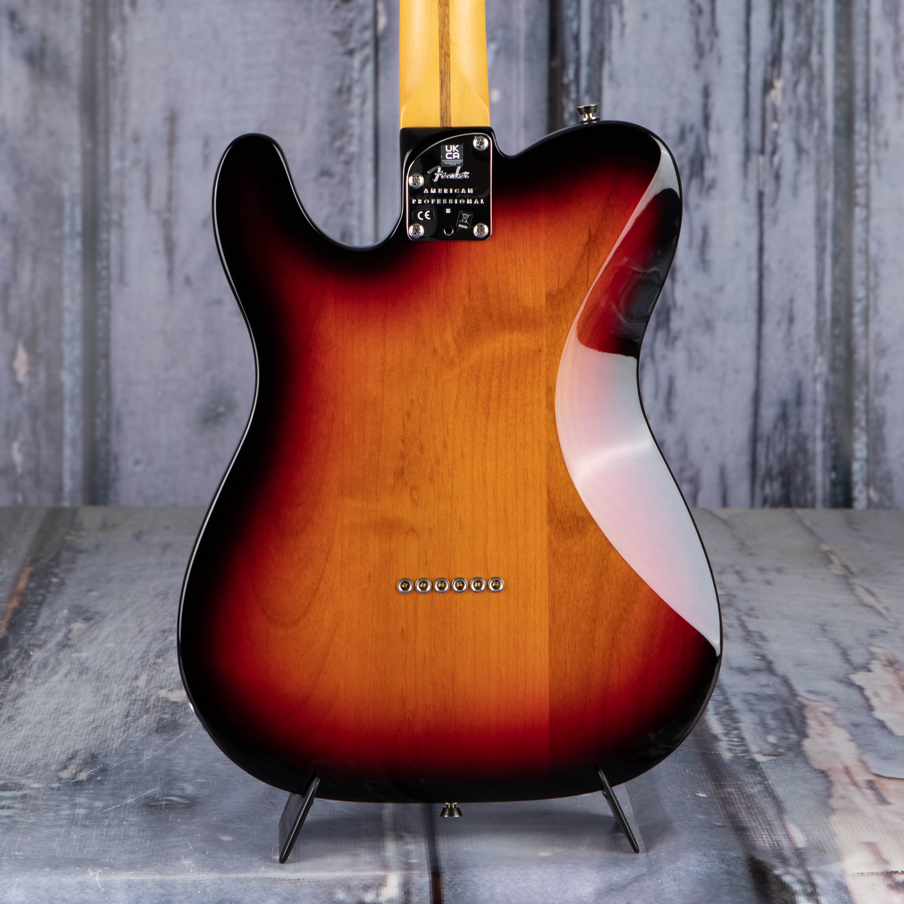Fender American Professional II Telecaster Deluxe Electric Guitar, 3-Color Sunburst, back closeup