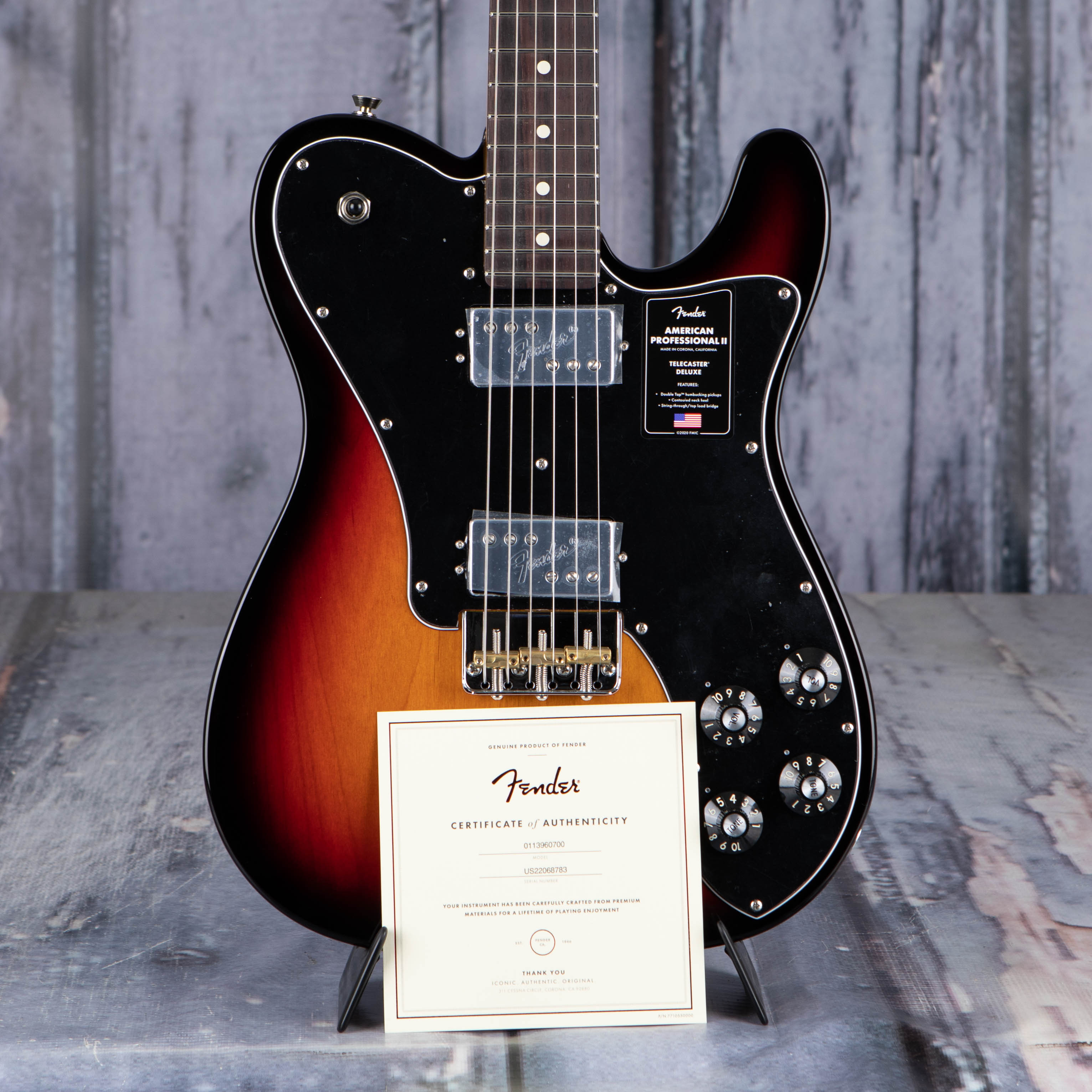 Fender American Professional II Telecaster Deluxe Electric Guitar, 3-Color Sunburst, coa