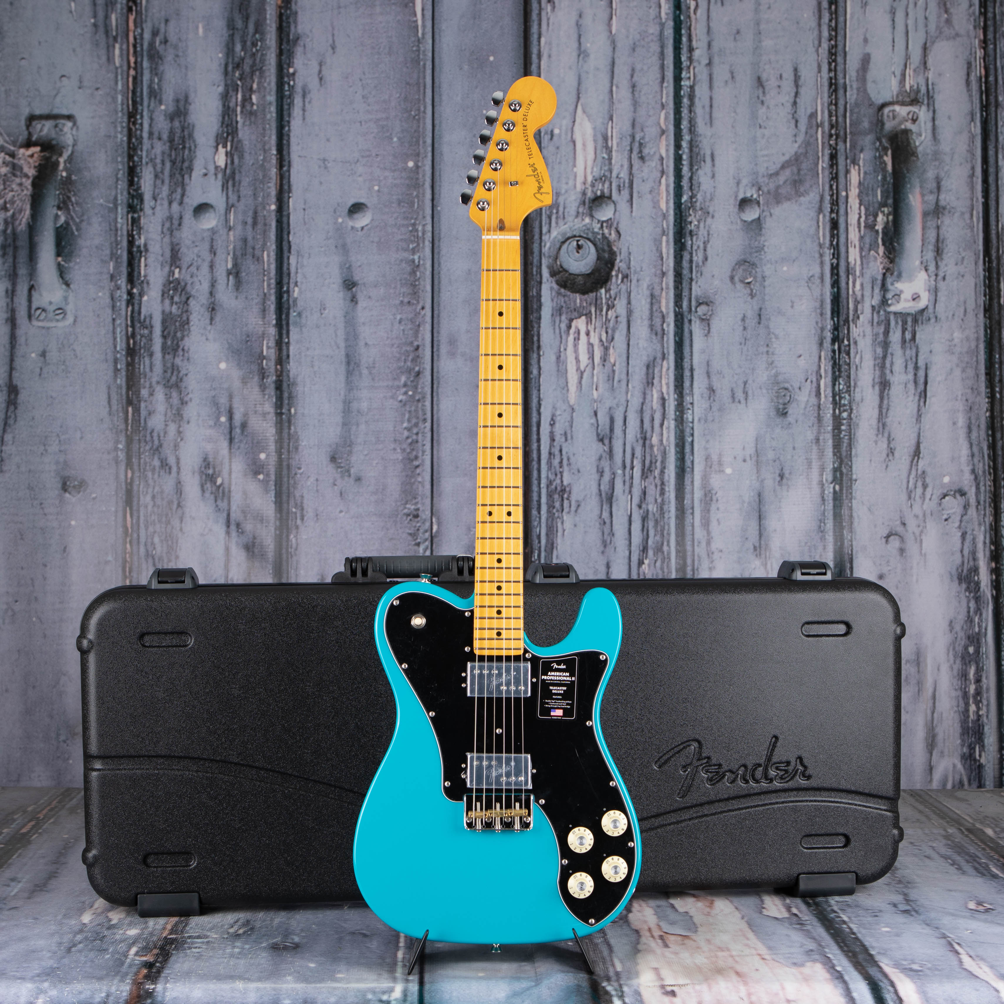 Fender American Professional II Telecaster Deluxe Electric Guitar, Miami Blue, case