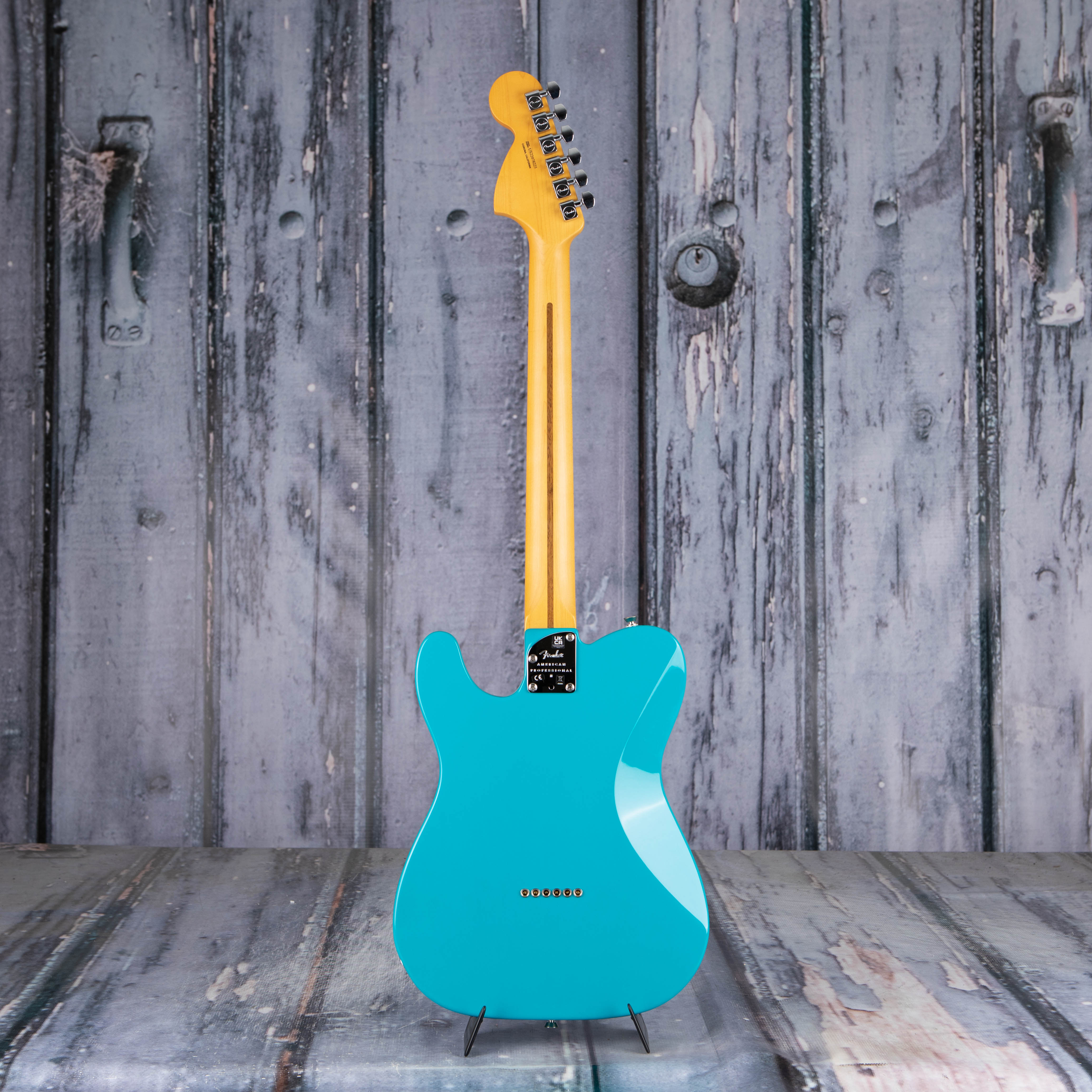 Fender American Professional II Telecaster Deluxe Electric Guitar, Miami Blue *DEMO MODEL*, back
