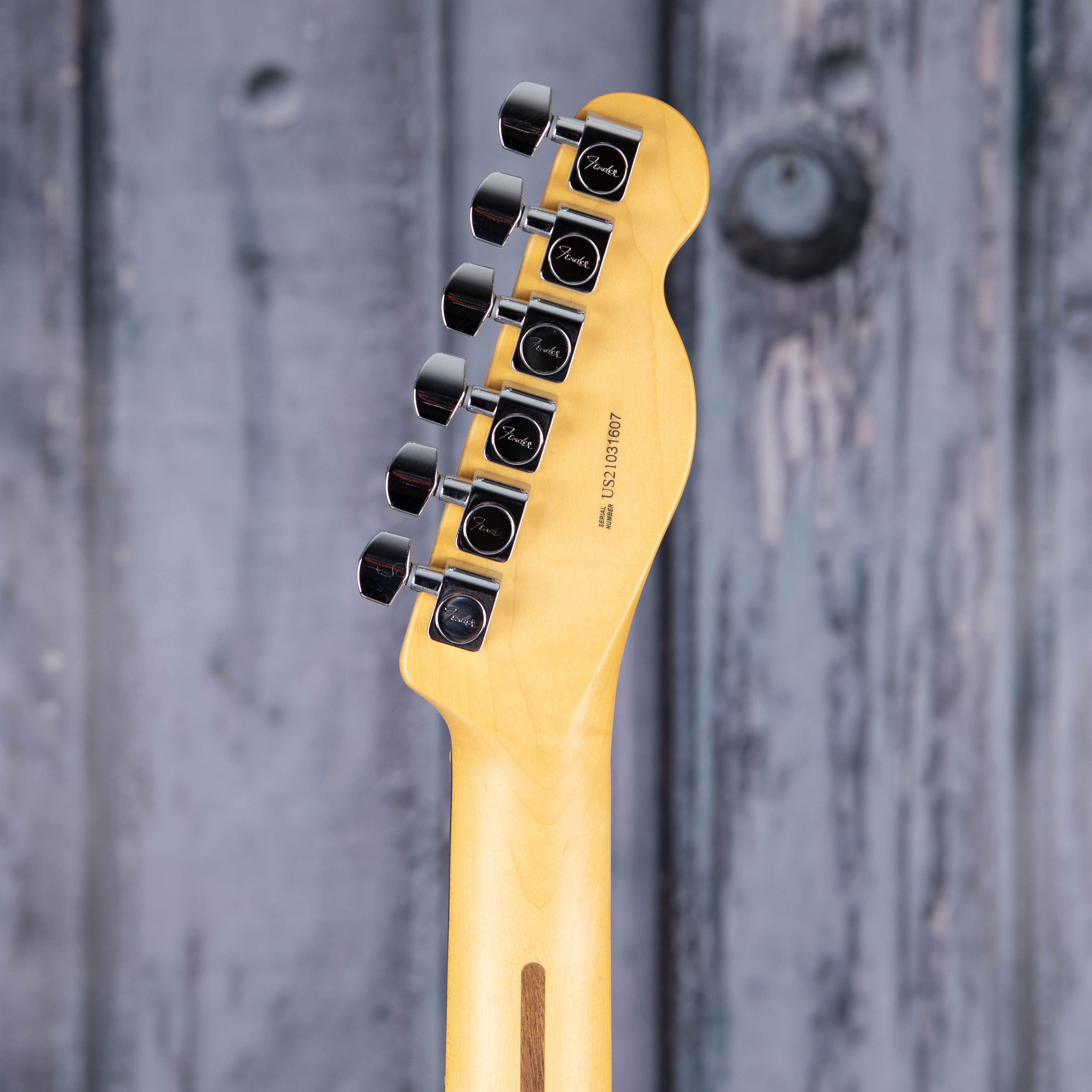 Fender American Professional II Telecaster Left-Handed Electric Guitar, 3-Color Sunburst, back headstock