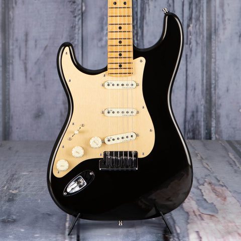 Fender American Ultra Stratocaster Left-Handed Electric Guitar, Texas Tea, front closeup