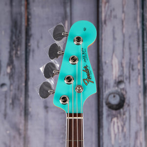 Fender American Vintage II 1966 Jazz Bass Guitar, Sea Foam Green, front headstock