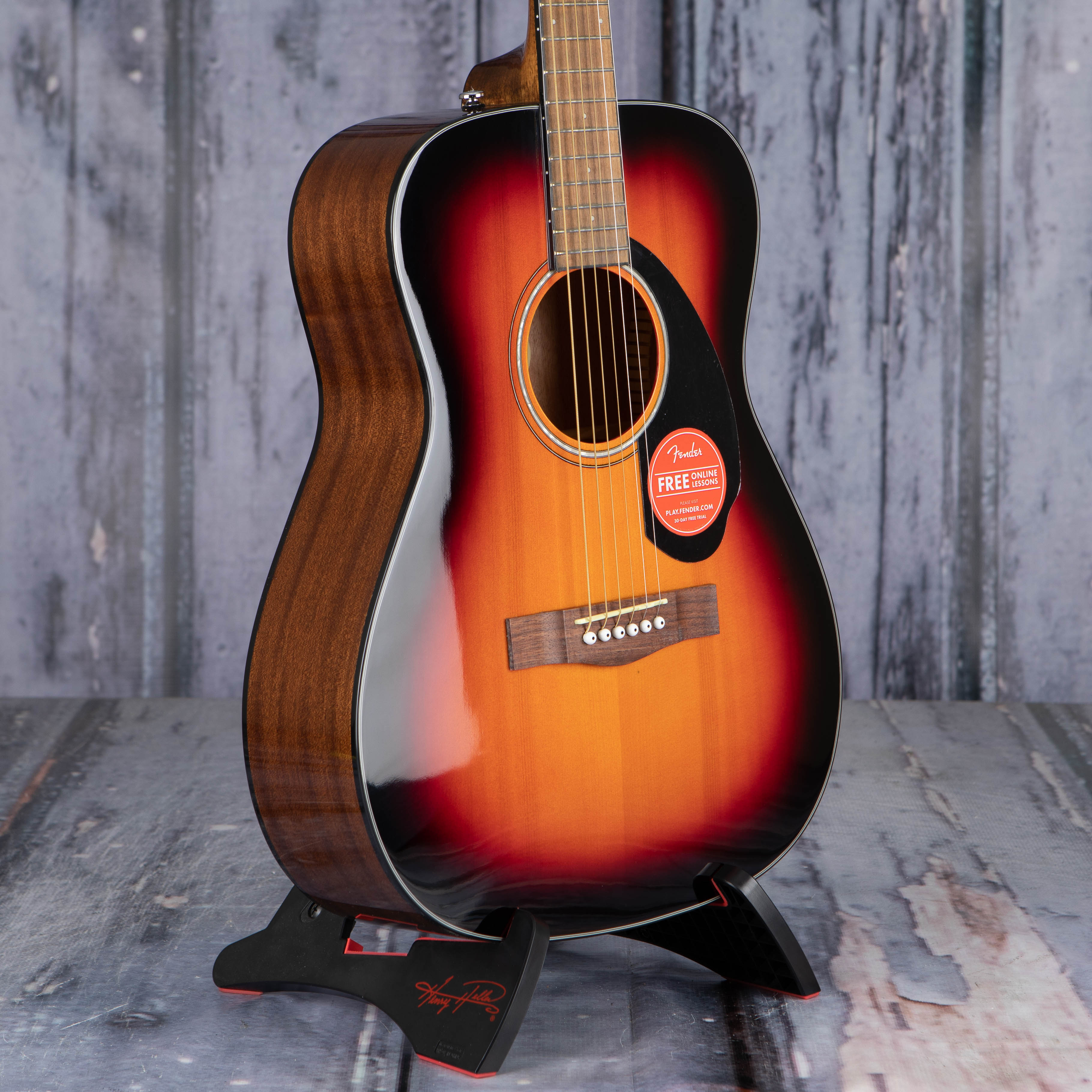 Fender CC-60S Concert Acoustic Guitar, 3-Color Sunburst, angle