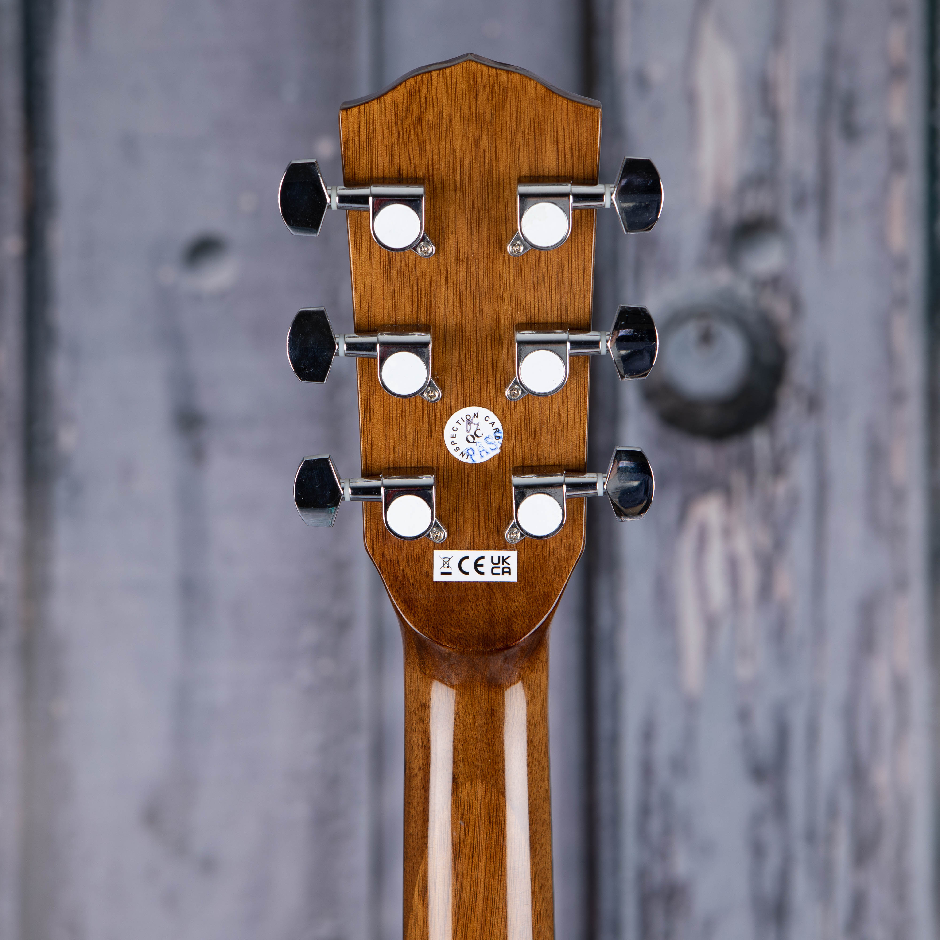 Fender CC-60S Concert Acoustic Guitar, 3-Color Sunburst, back headstock