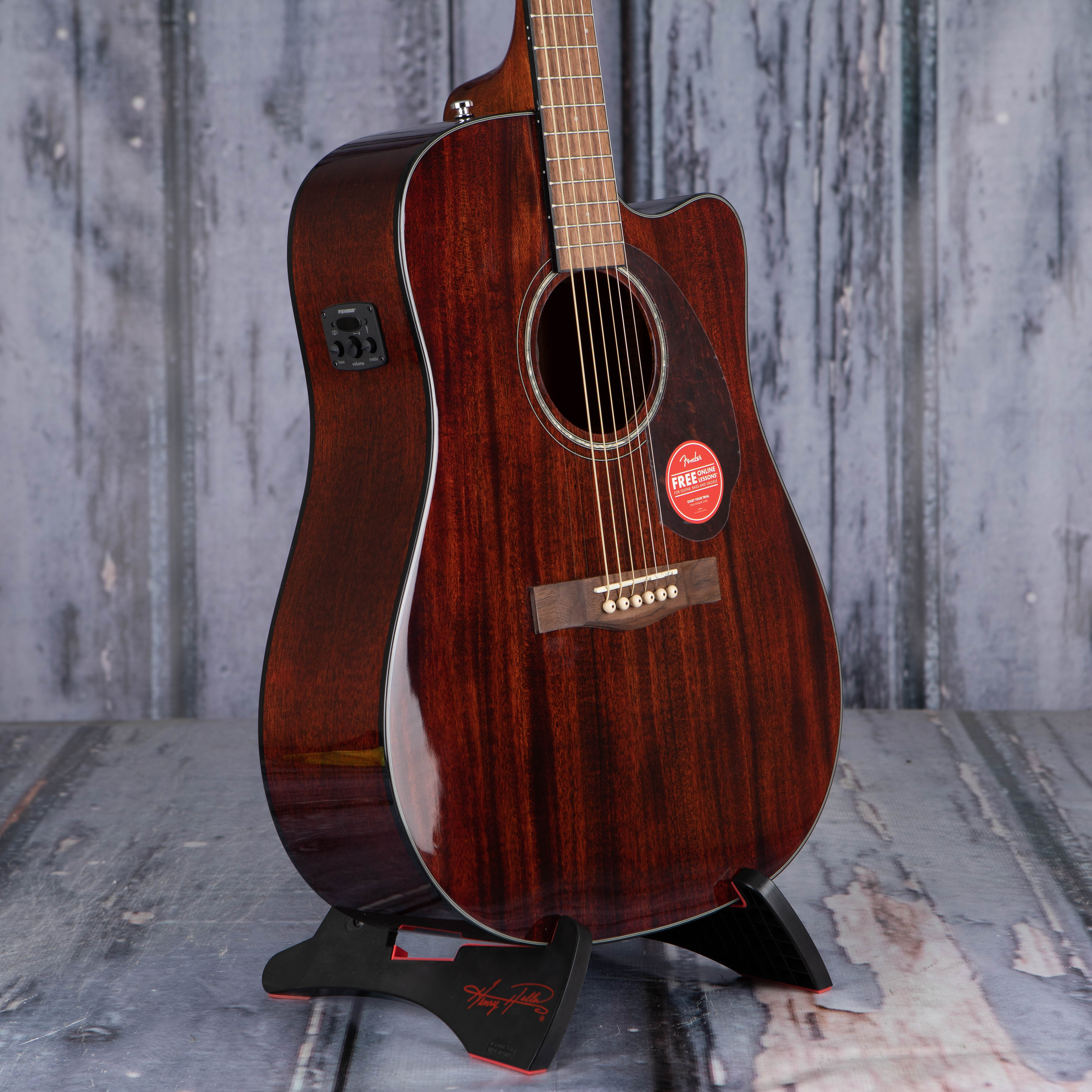 Fender CD-140SCE All-Mahogany Dreadnought Acoustic/Electric Guitar, Natural, angle