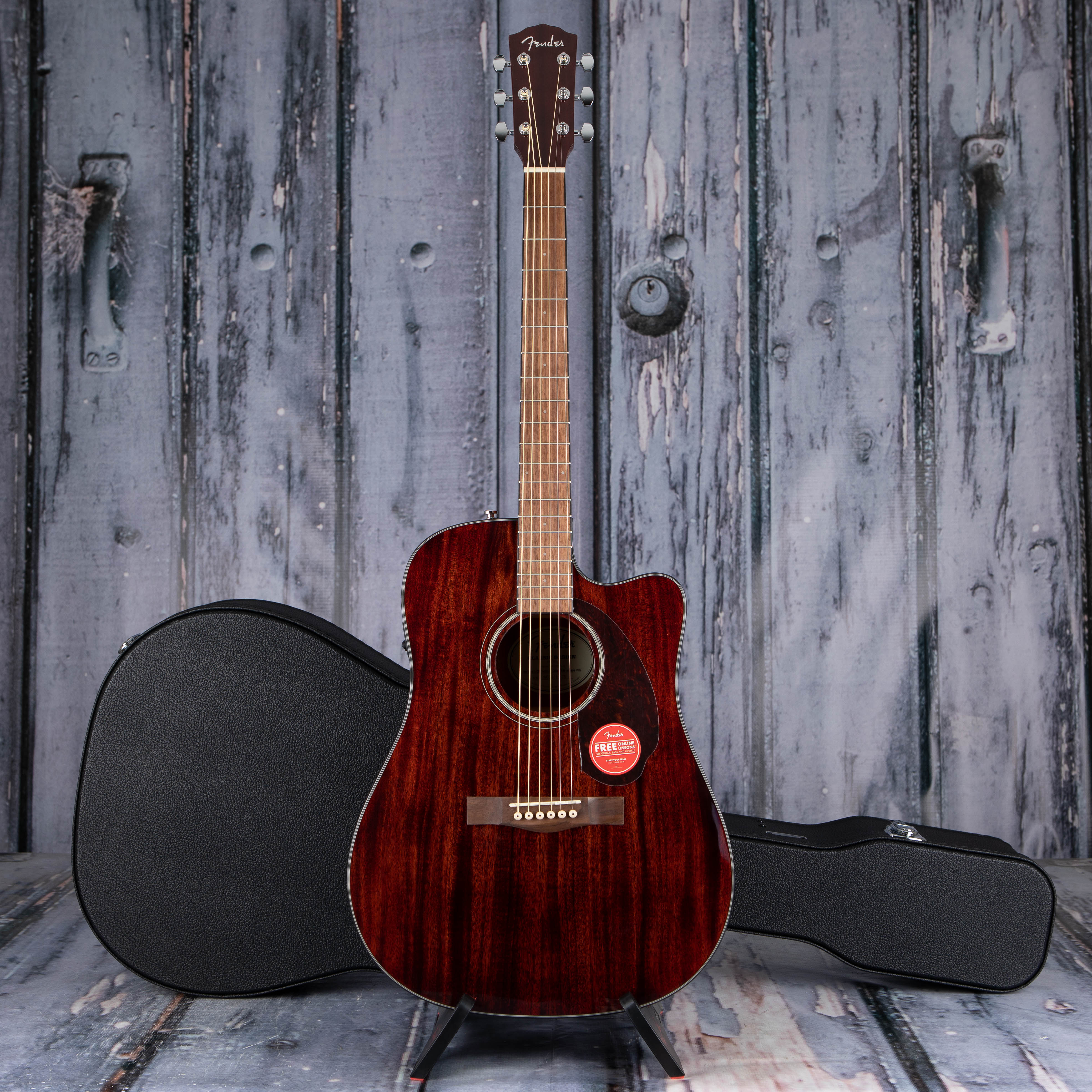 Fender CD-140SCE All-Mahogany Dreadnought Acoustic/Electric Guitar, Natural, case