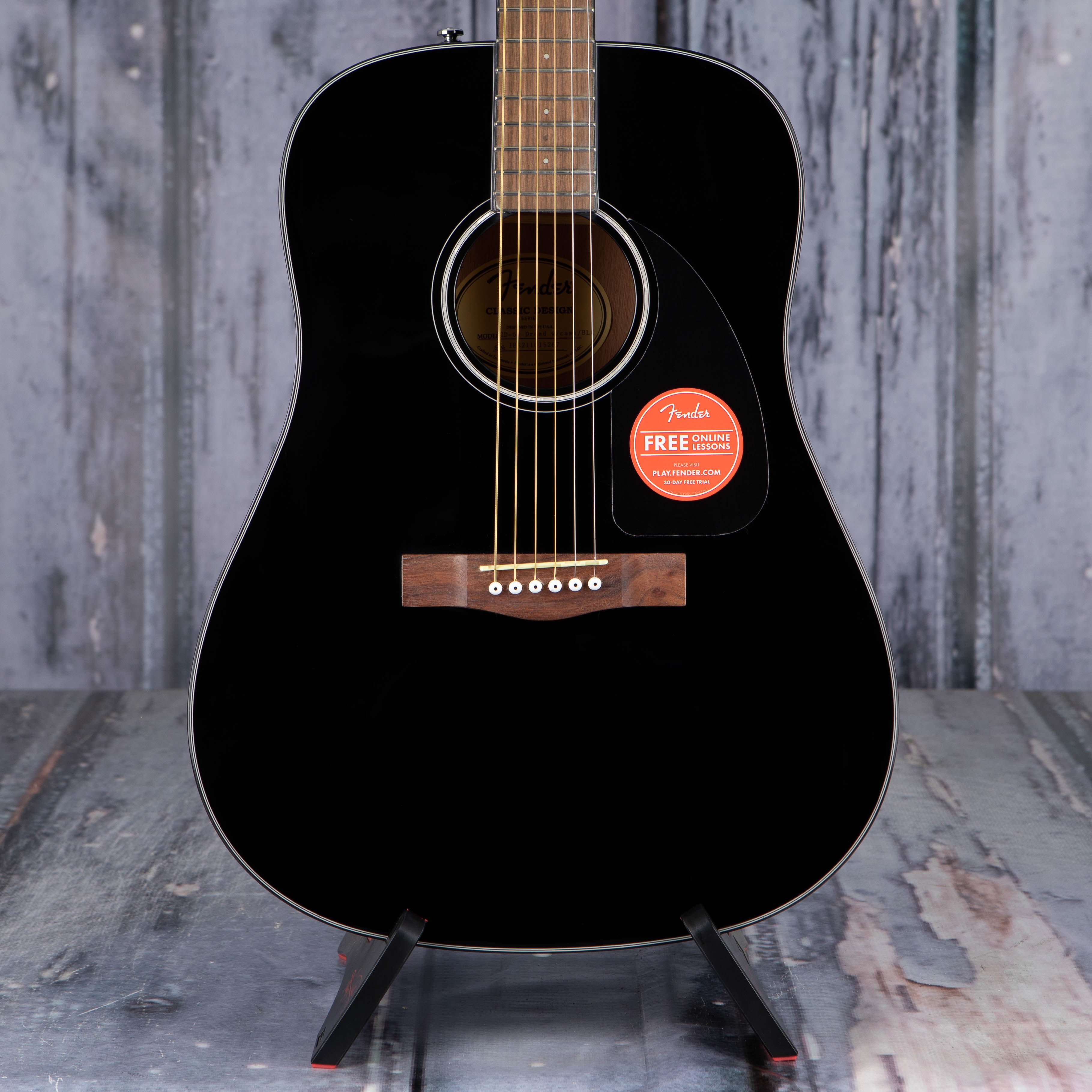 Fender CD-60 Dreadnought V3 Acoustic Guitar, Black, front closeup