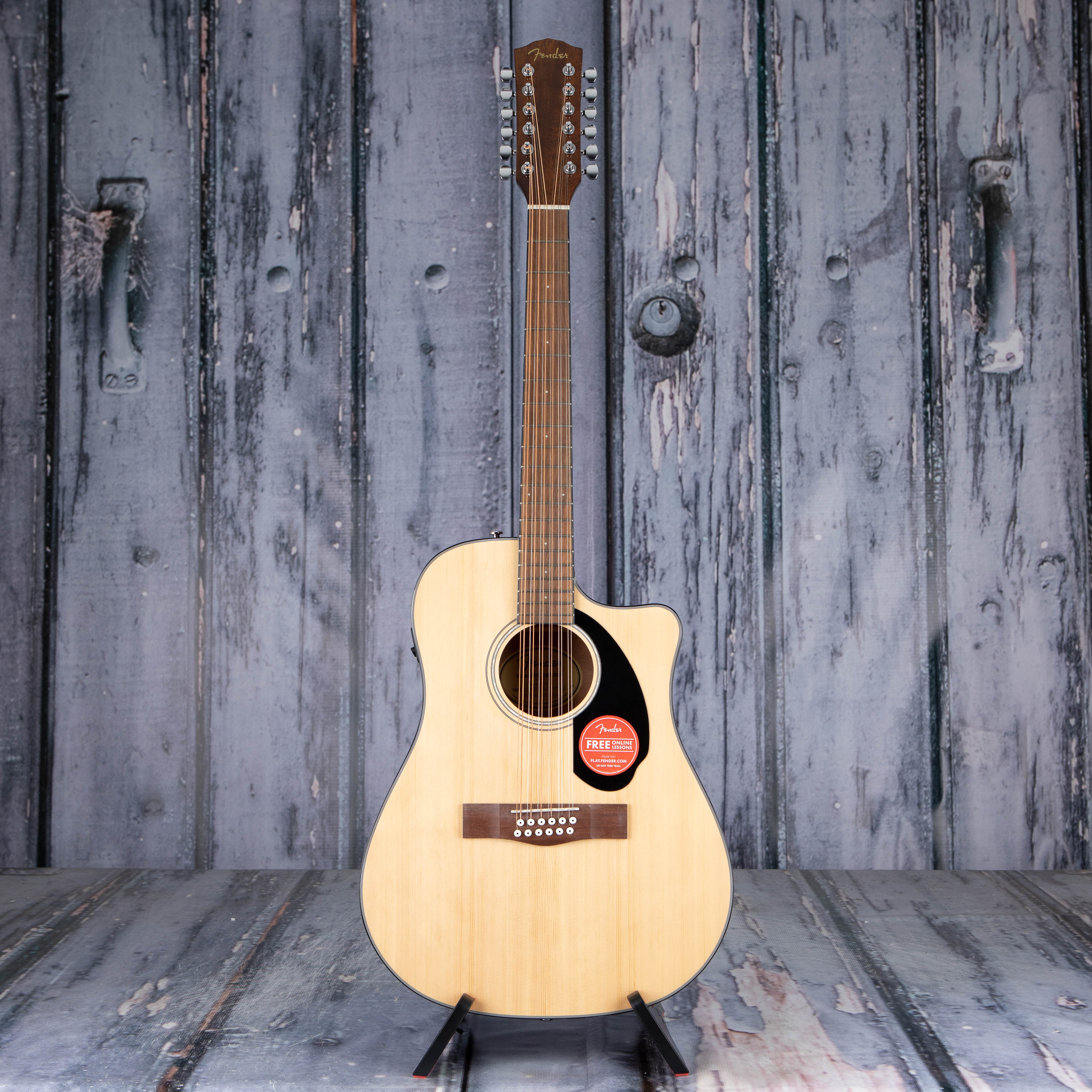 Fender CD-60SCE Dreadnought 12-String Acoustic/Electric Guitar, Natural, front