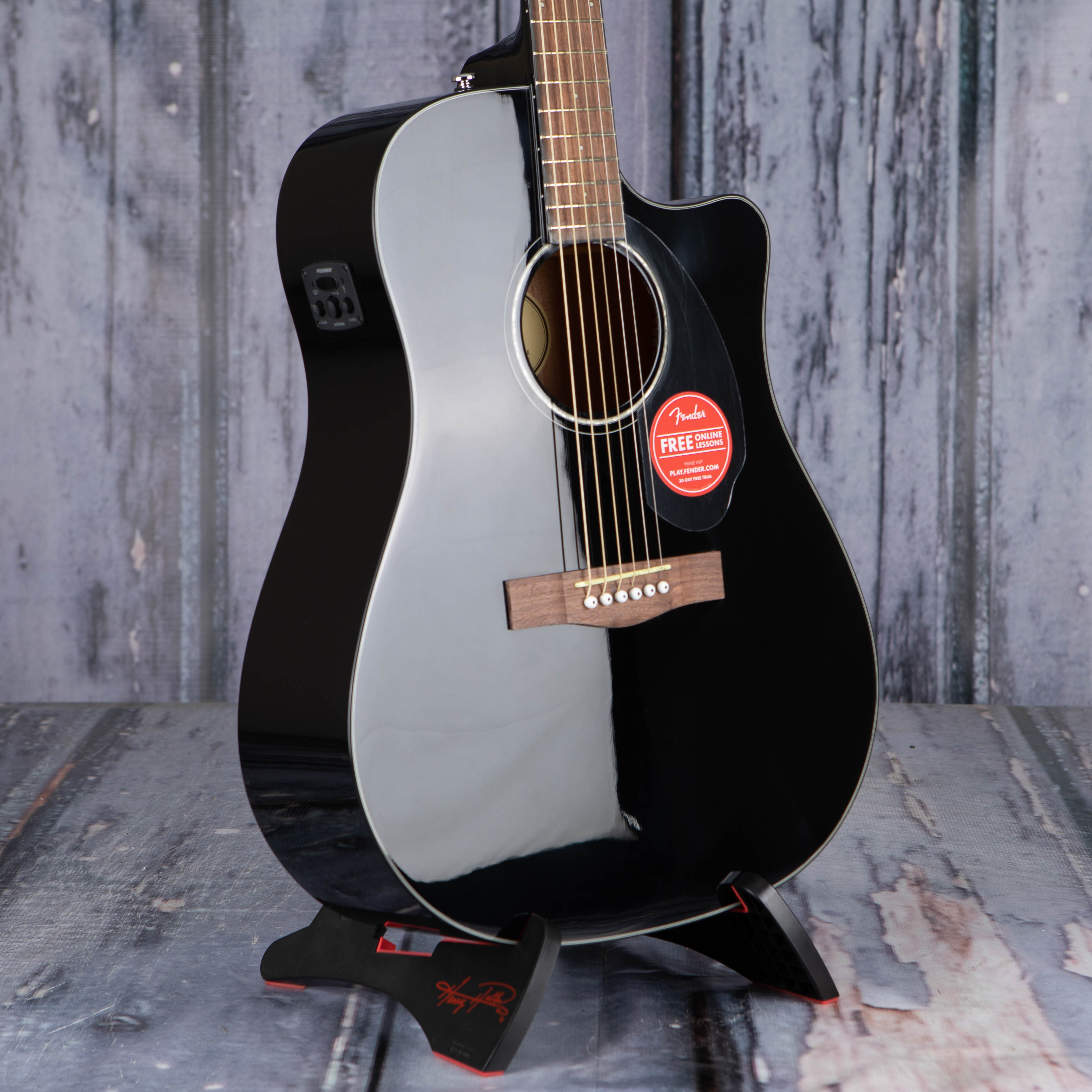 Fender CD-60SCE Dreadnought Acoustic/Electric Guitar, Black, angle