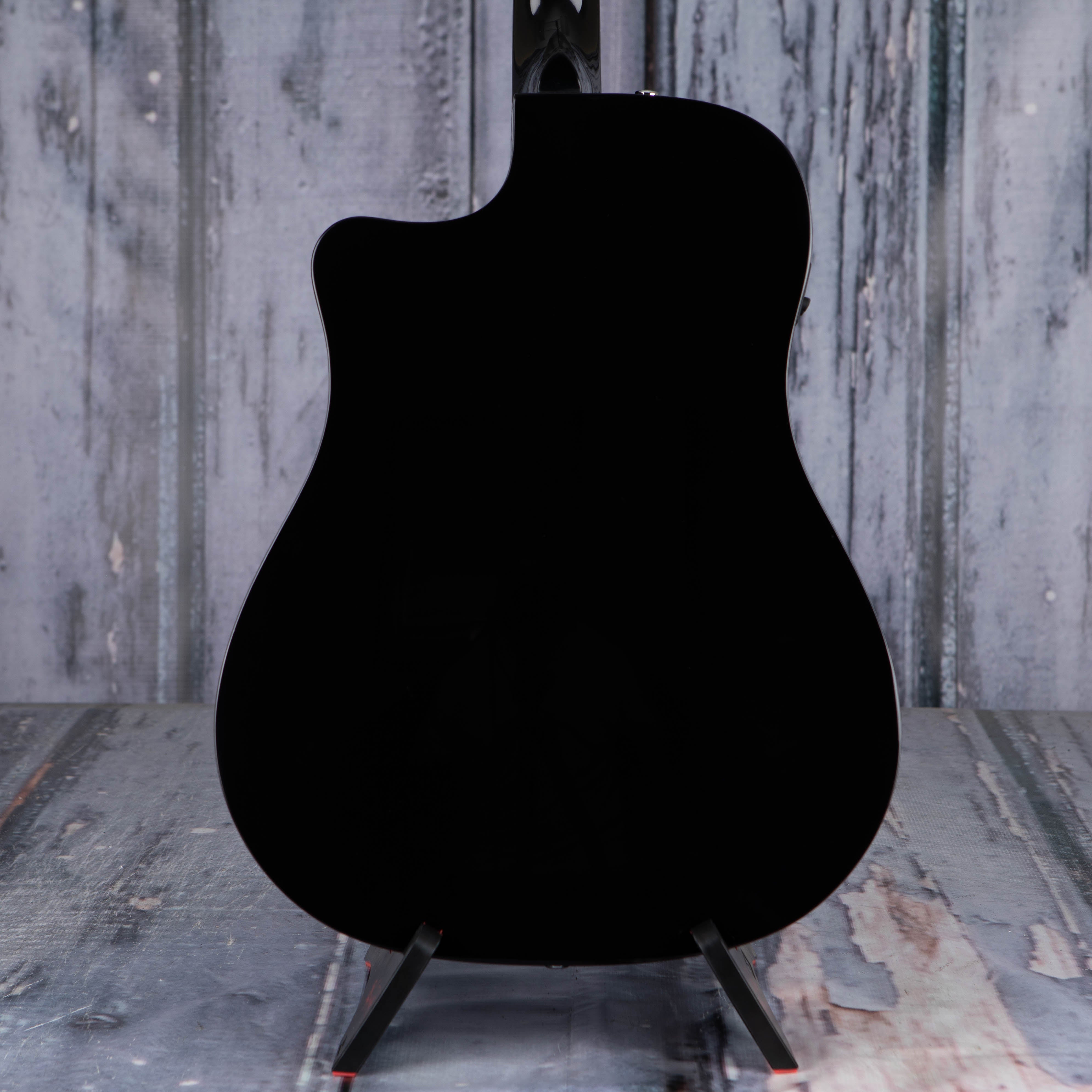 Fender CD-60SCE Dreadnought Acoustic/Electric Guitar, Black, back closeup