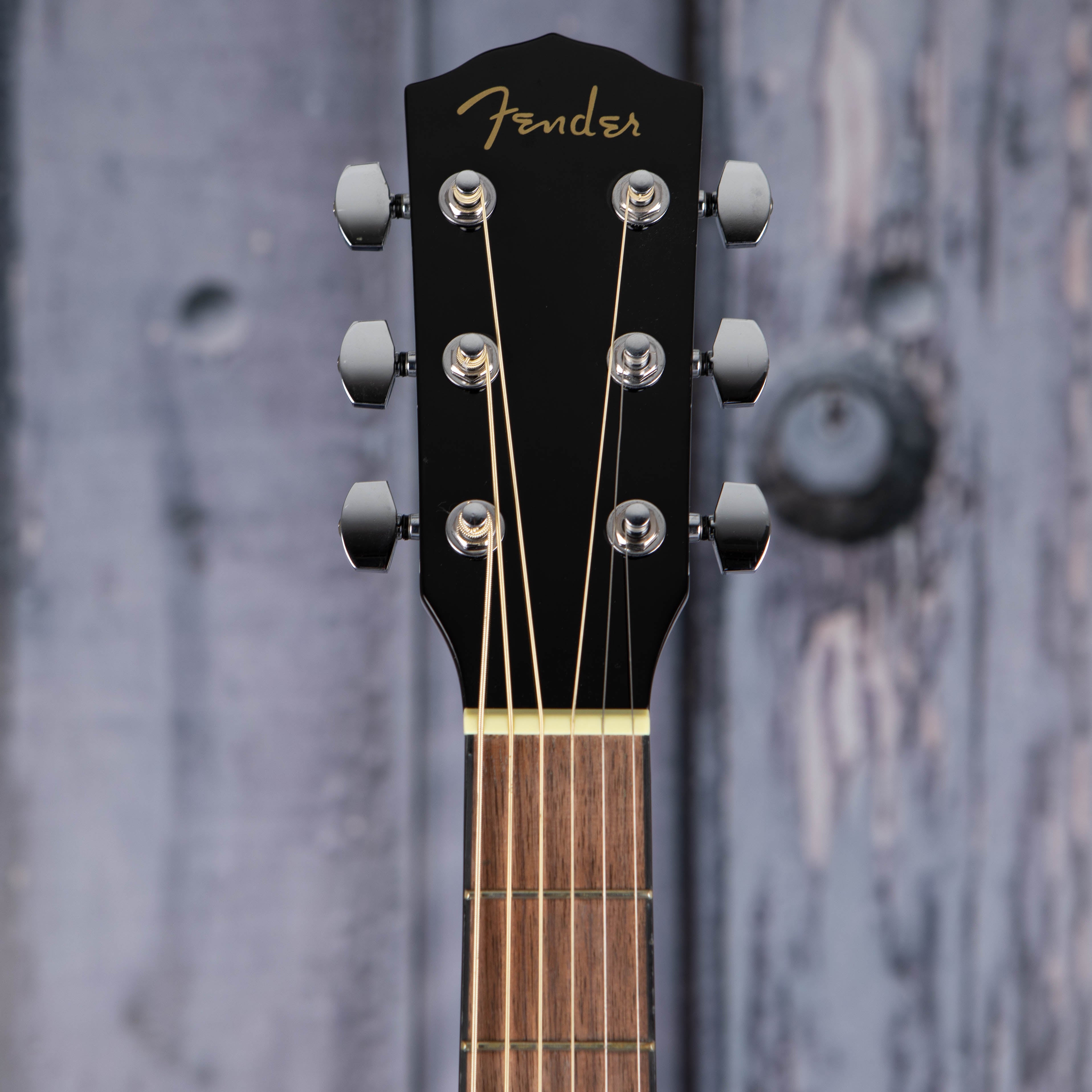 Fender CD-60SCE Dreadnought Acoustic/Electric Guitar, Black, front headstock