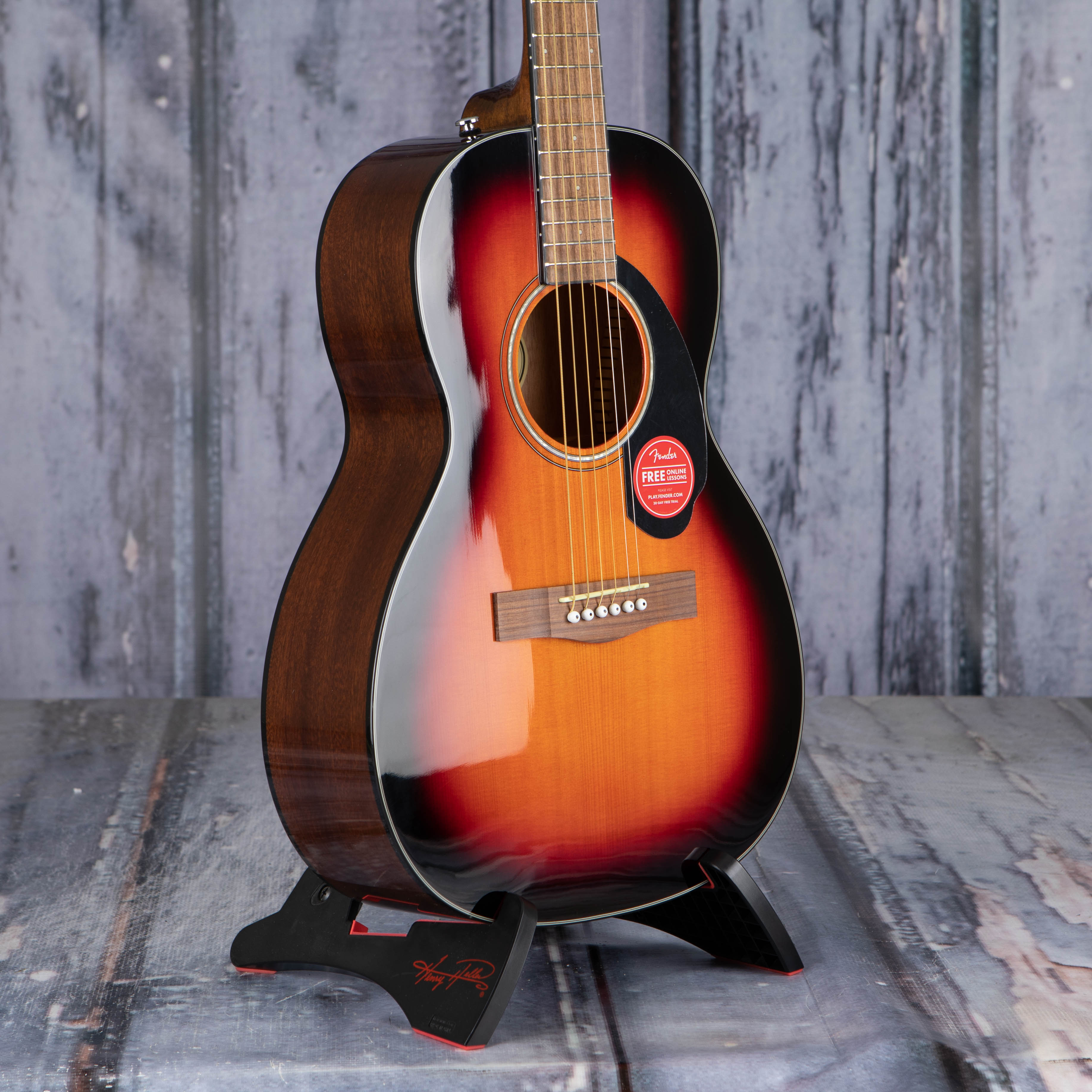 Fender CP-60S Parlor Acoustic Guitar, Sunburst, angle