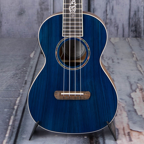 Fender Dhani Harrison Acoustic/Electric Ukulele, Sapphire Blue, front closeup
