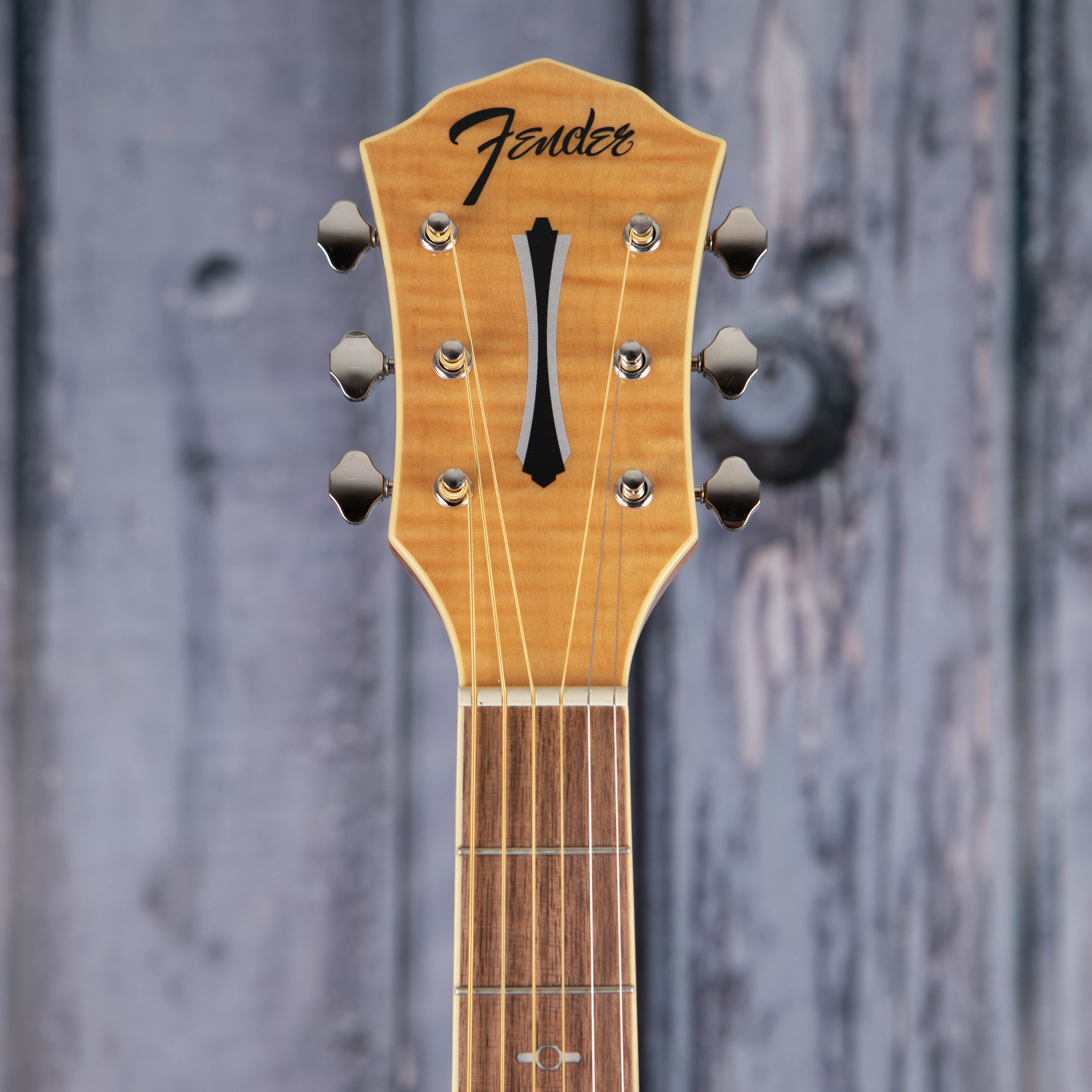 Fender FA-235E Concert Acoustic/Electric Guitar, Natural, front headstock