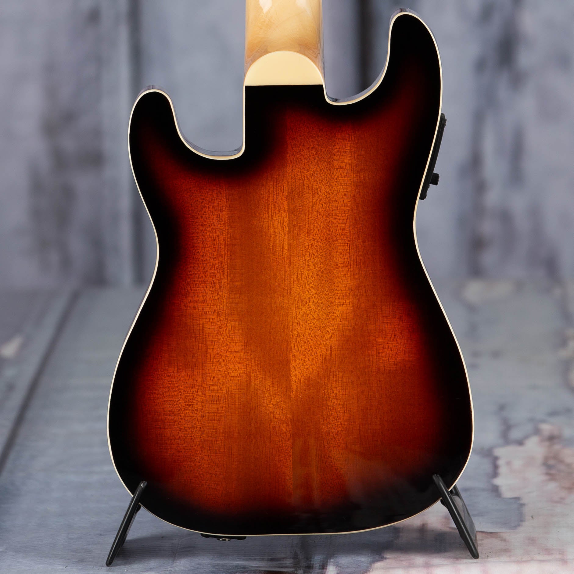 Fender Fullterton Strat Acoustic/Electric Ukulele, Sunburst, back closeup