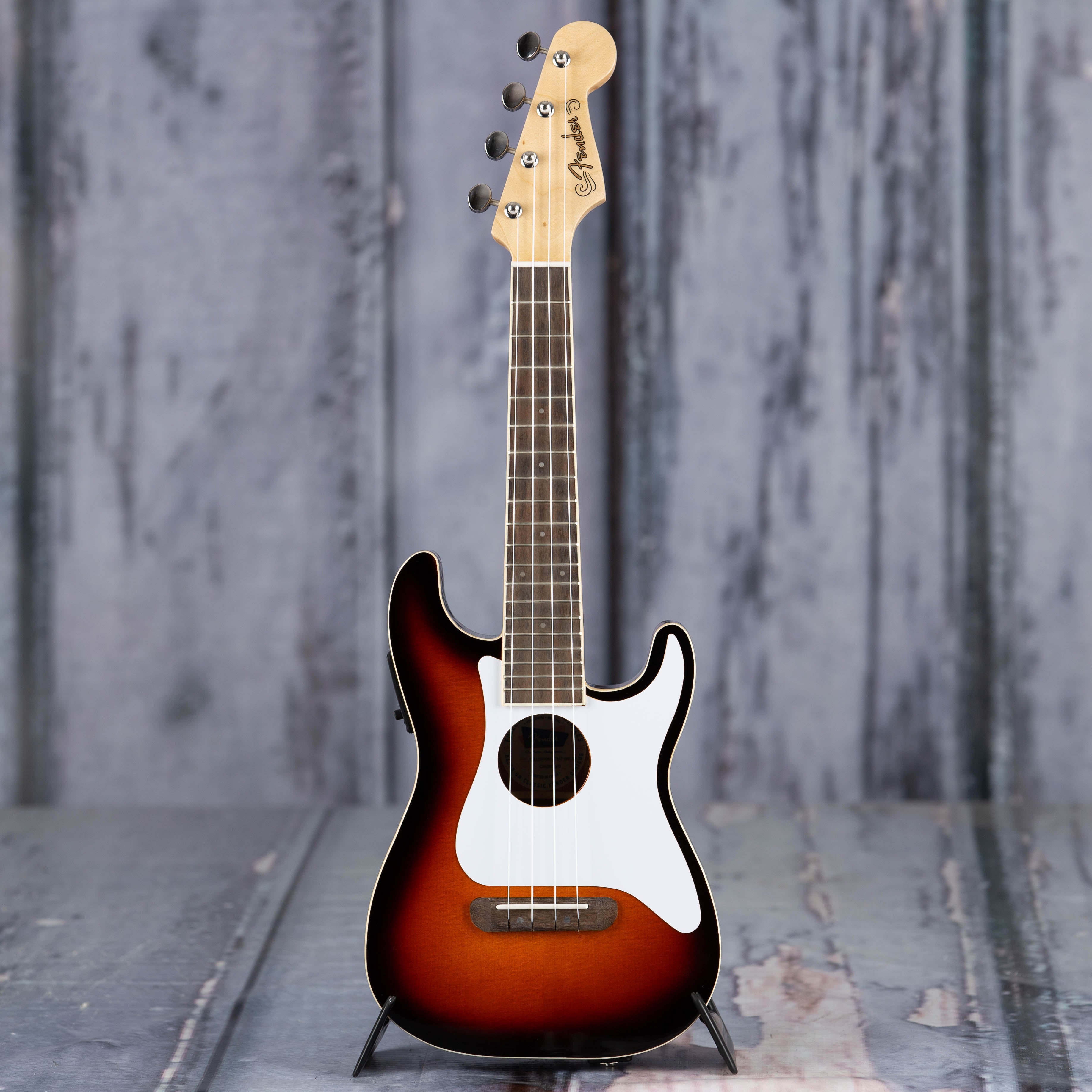Fender Fullterton Strat Acoustic/Electric Ukulele, Sunburst, front