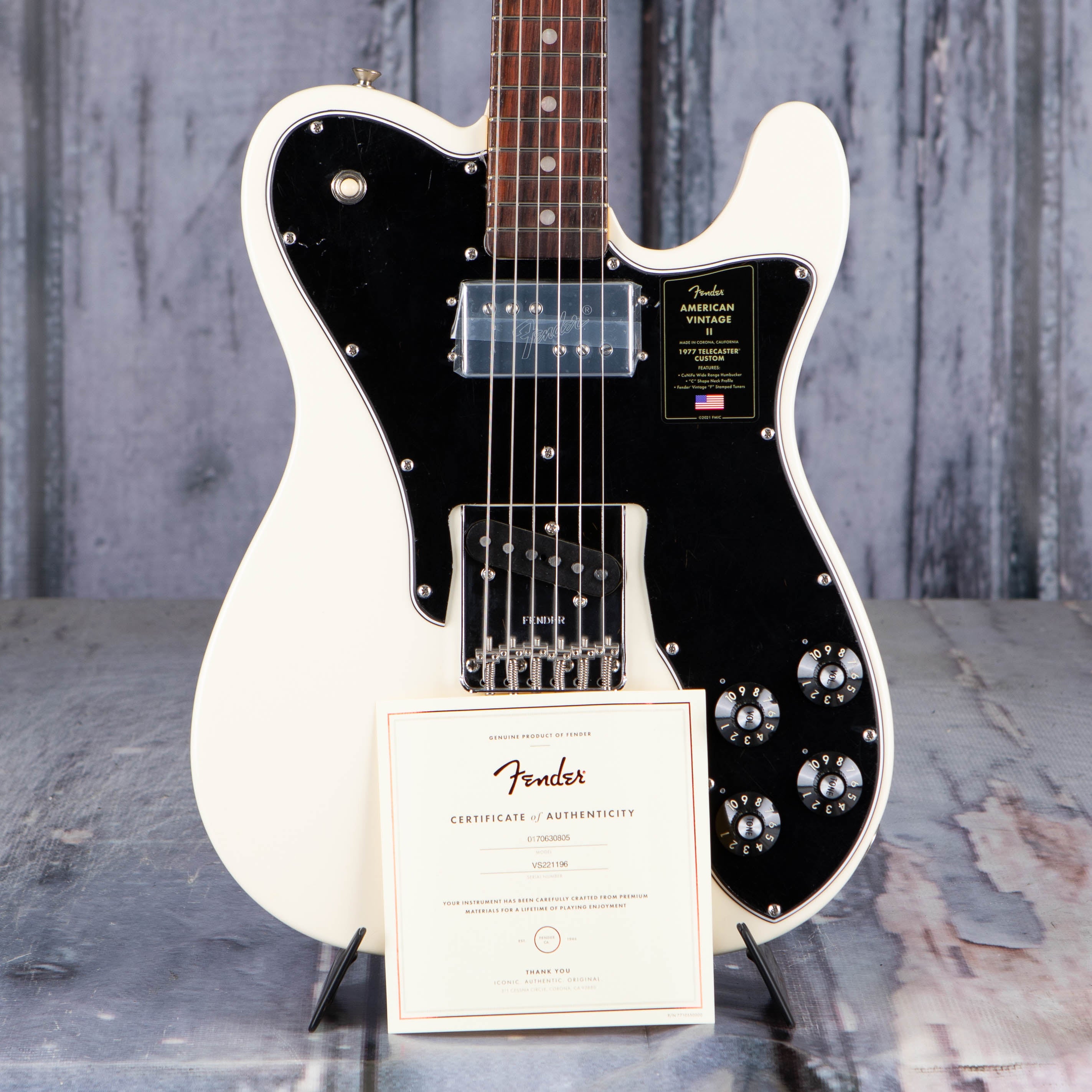 Fender Limited Edition American Vintage II 1977 Telecaster Custom Electric Guitar, Olympic White, coa