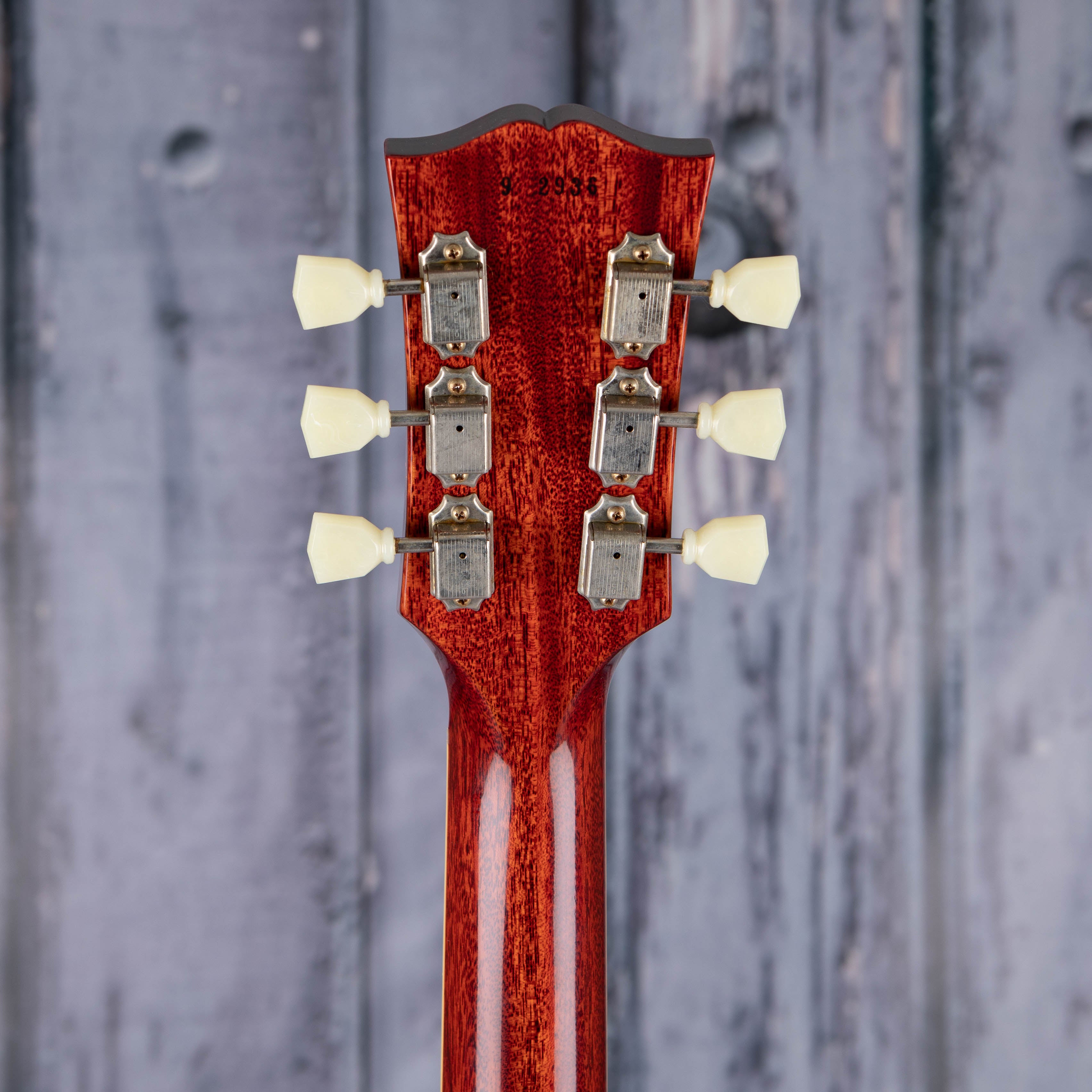 Gibson Custom Shop 1959 Les Paul Standard Reissue Electric Guitar, Washed Cherry Sunburst, back headstock
