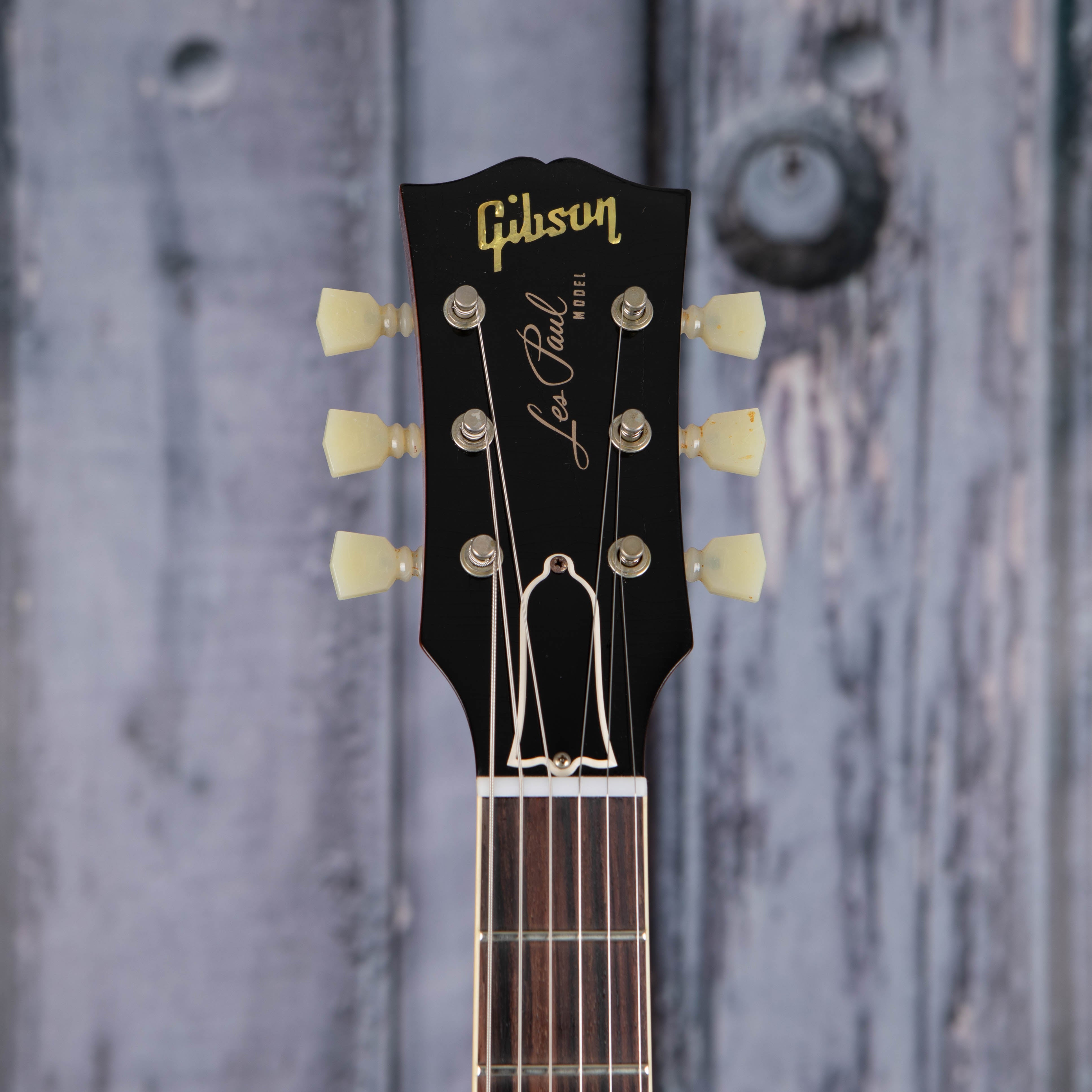 Gibson Custom Shop 1960 Les Paul Standard Murphy Lab Ultra Light Aged Electric Guitar, Orange Lemon Fade Burst, front headstock