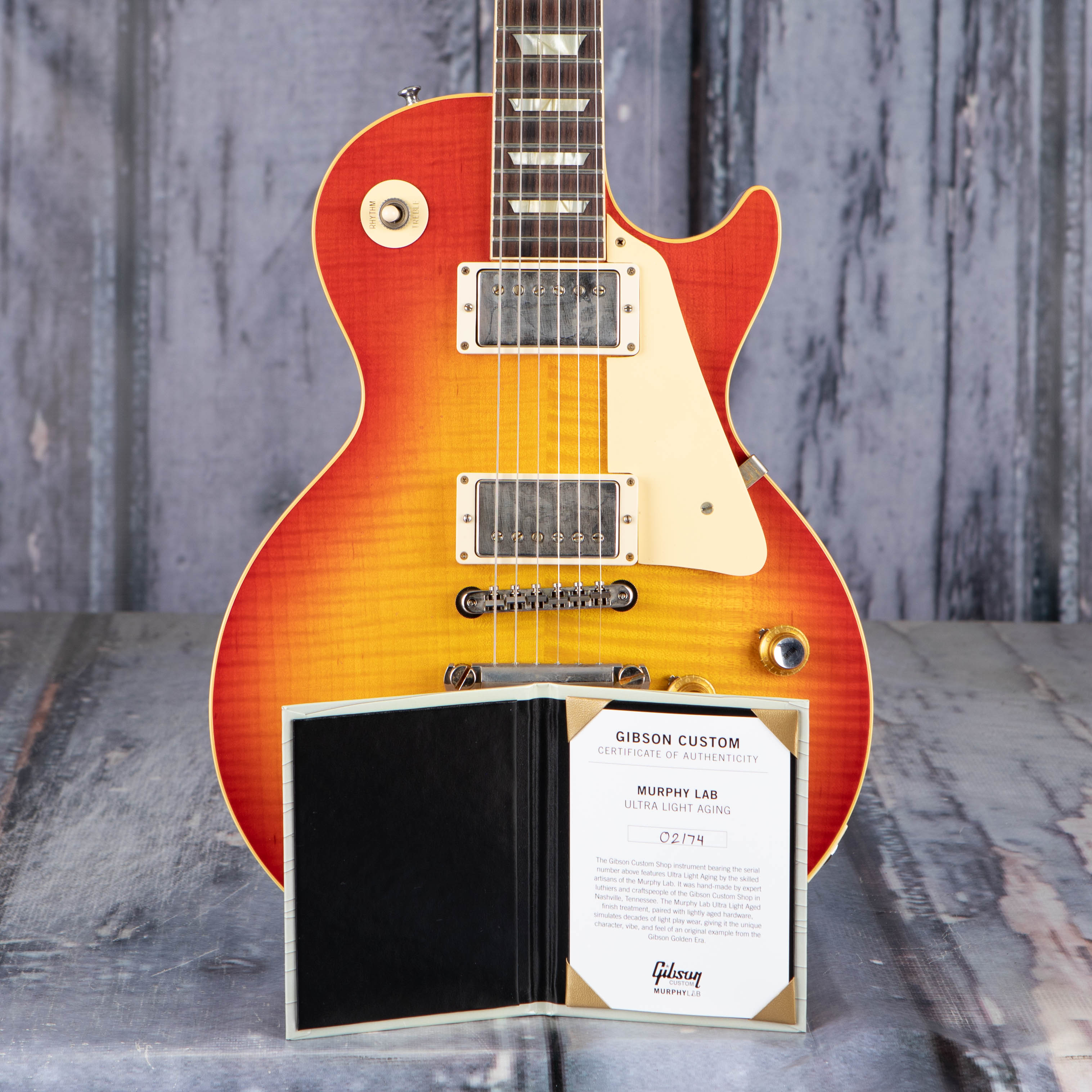 Gibson Custom Shop 1960 Les Paul Standard Murphy Lab Ultra Light Aged Electric Guitar, Orange Lemon Fade Burst, coa