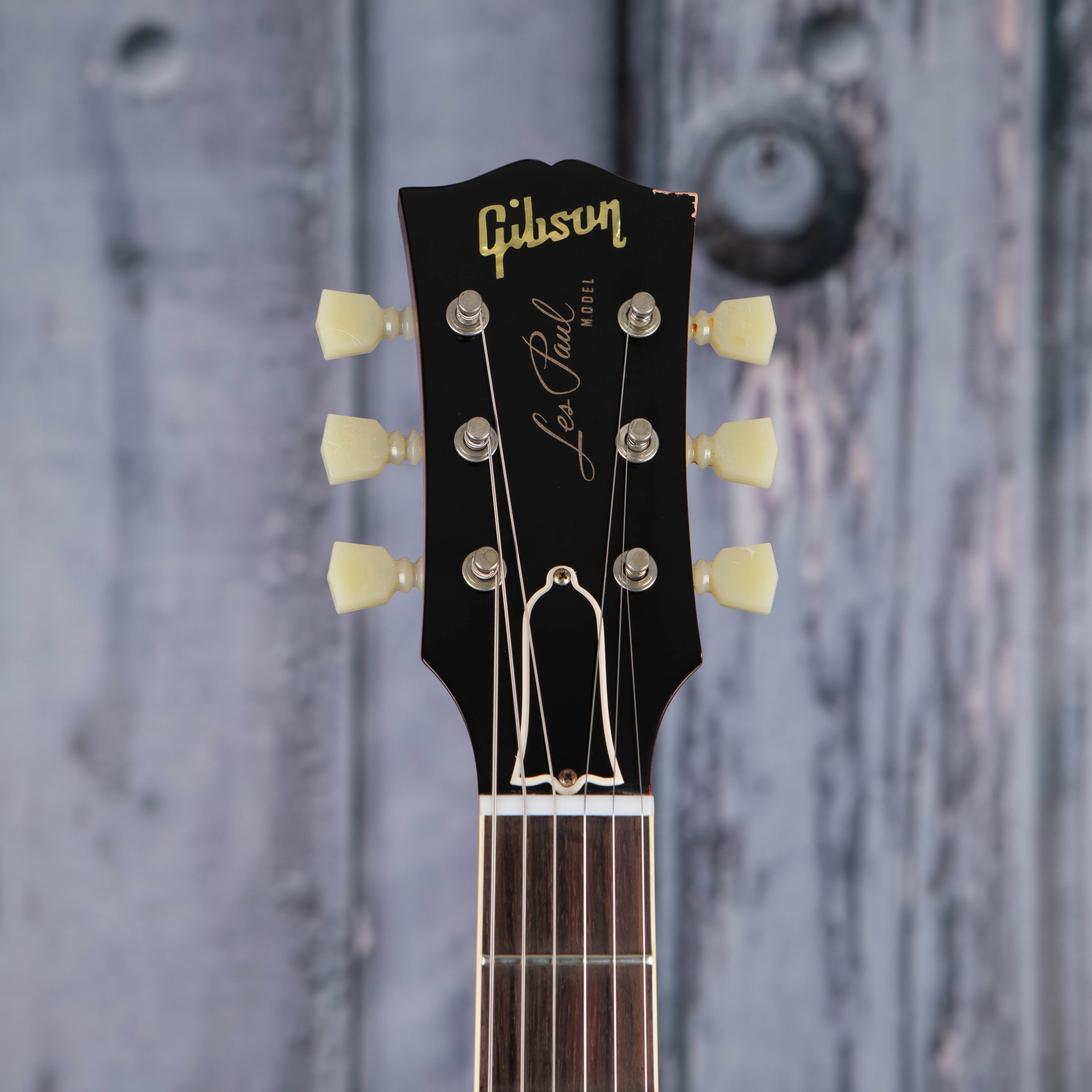 Gibson Custom Shop 1960 Les Paul Standard Reissue Murphy Lab Light Aged Electric Guitar, Tomato Soup Burst, front headstock